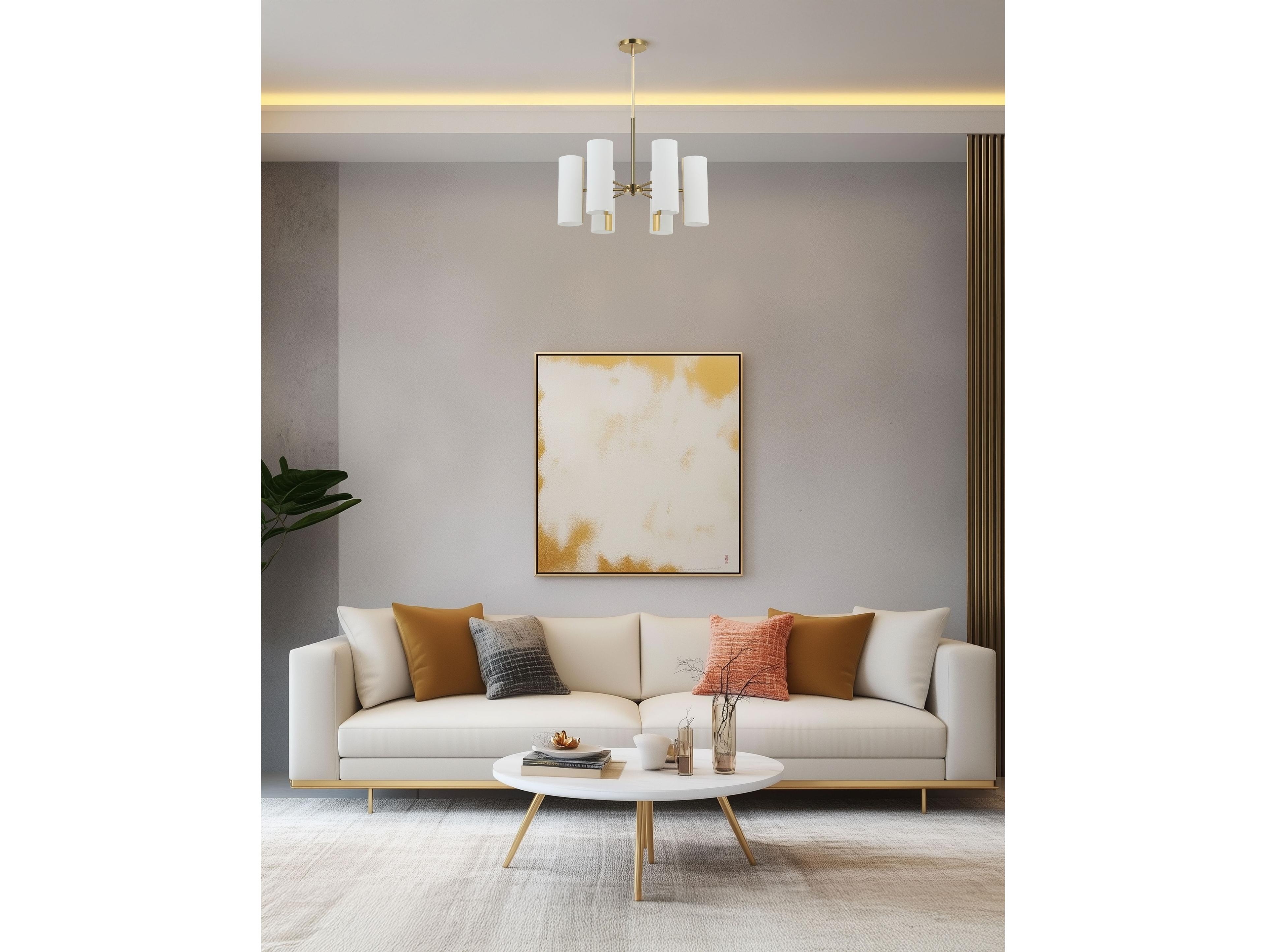 Dainolite Cleta 6-Light Aged Brass Cylinder Chandelier