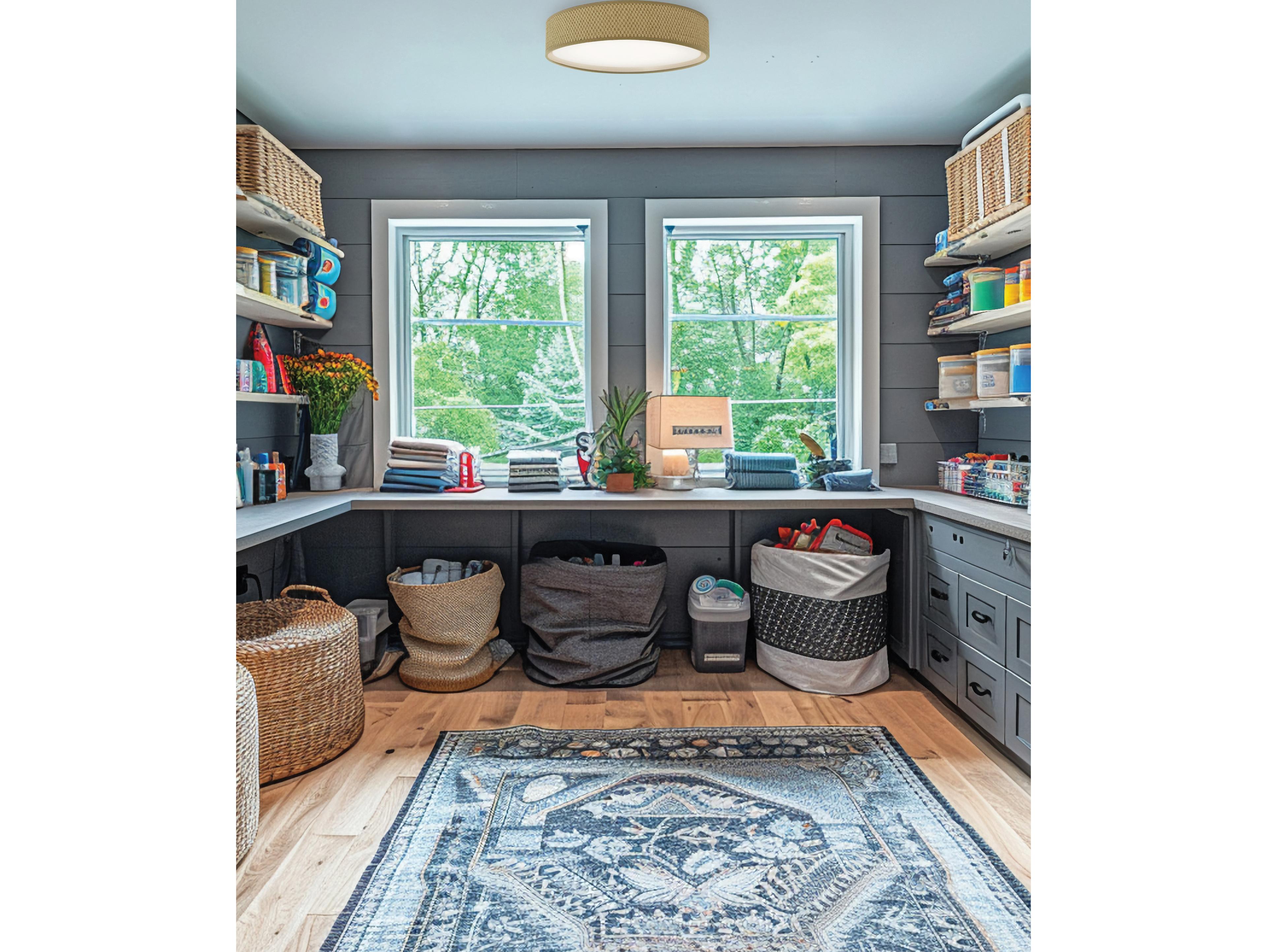 Dainolite Corinne 1-Light Natural Brown Drum Flush Mount