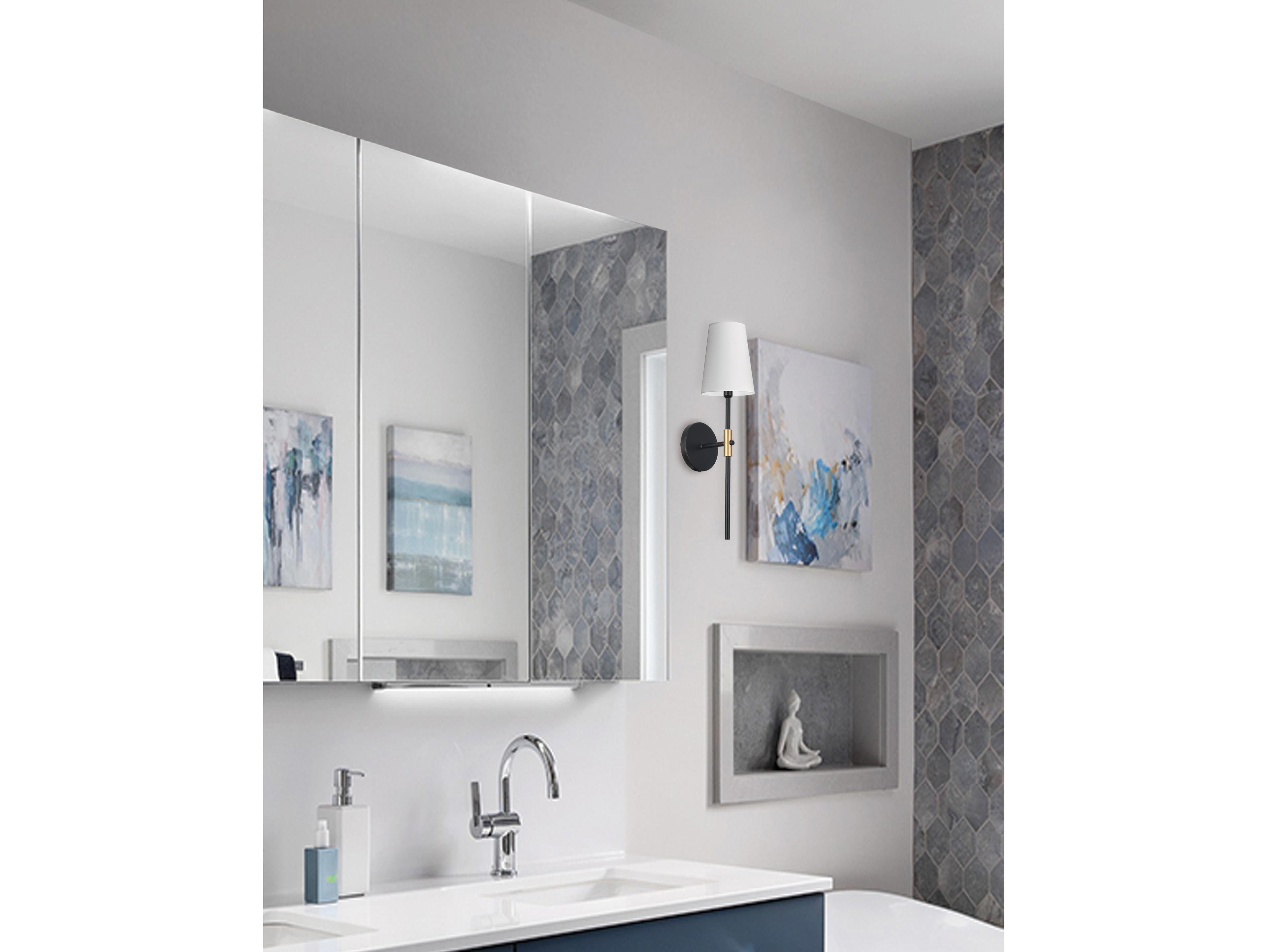 Dainolite Cinthia 1-Light Matte Black Aged Brass Wall Sconce