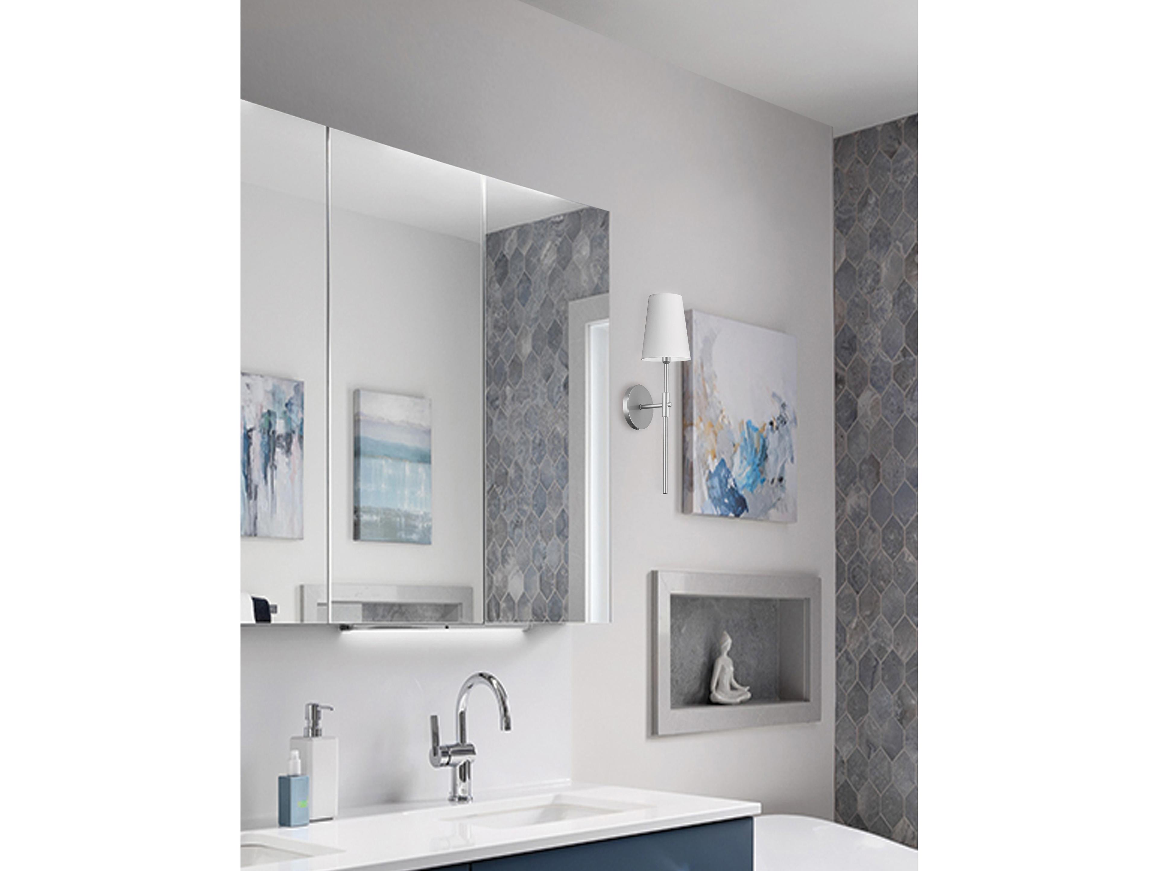 Dainolite Cinthia 1-Light Polished Chrome White Wall Sconce