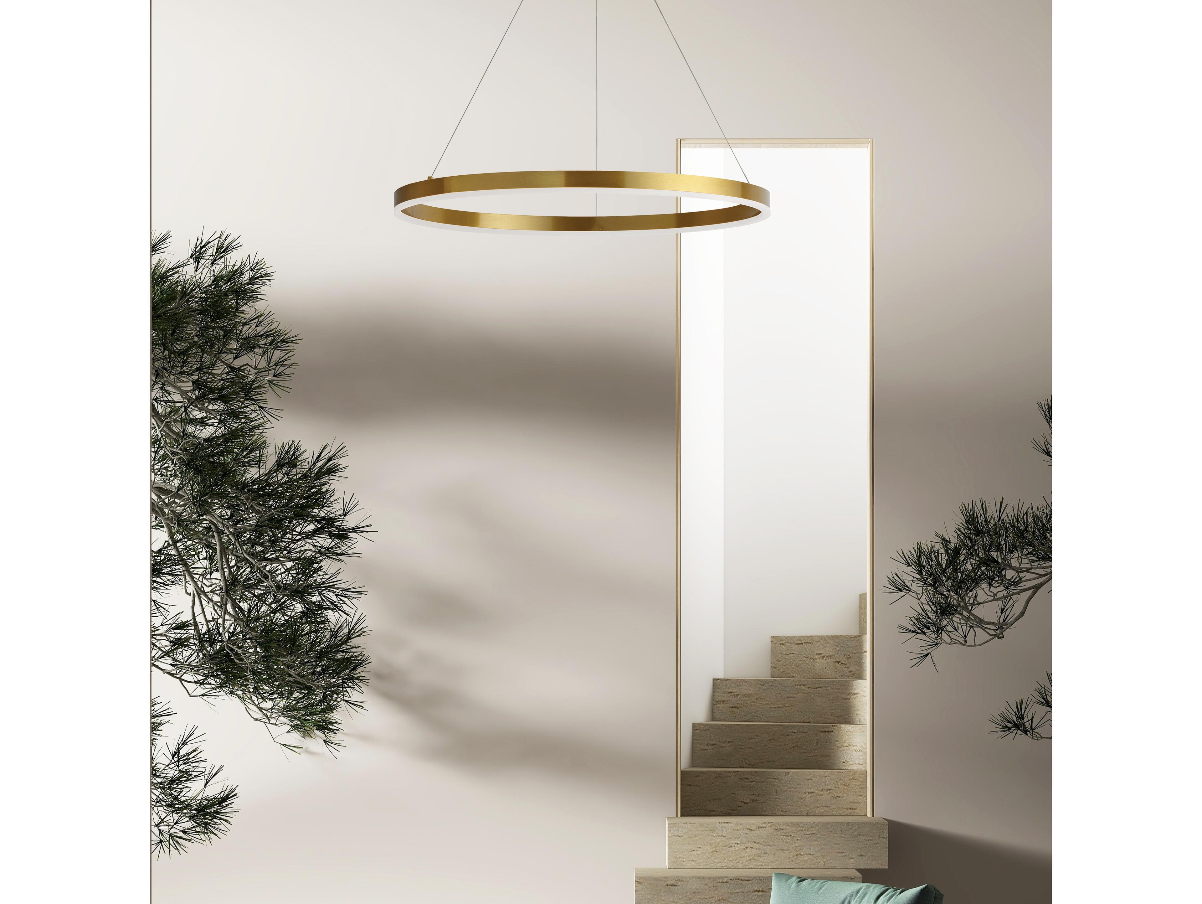 Dainolite Circulo 1-Light Aged Brass Round Pendant