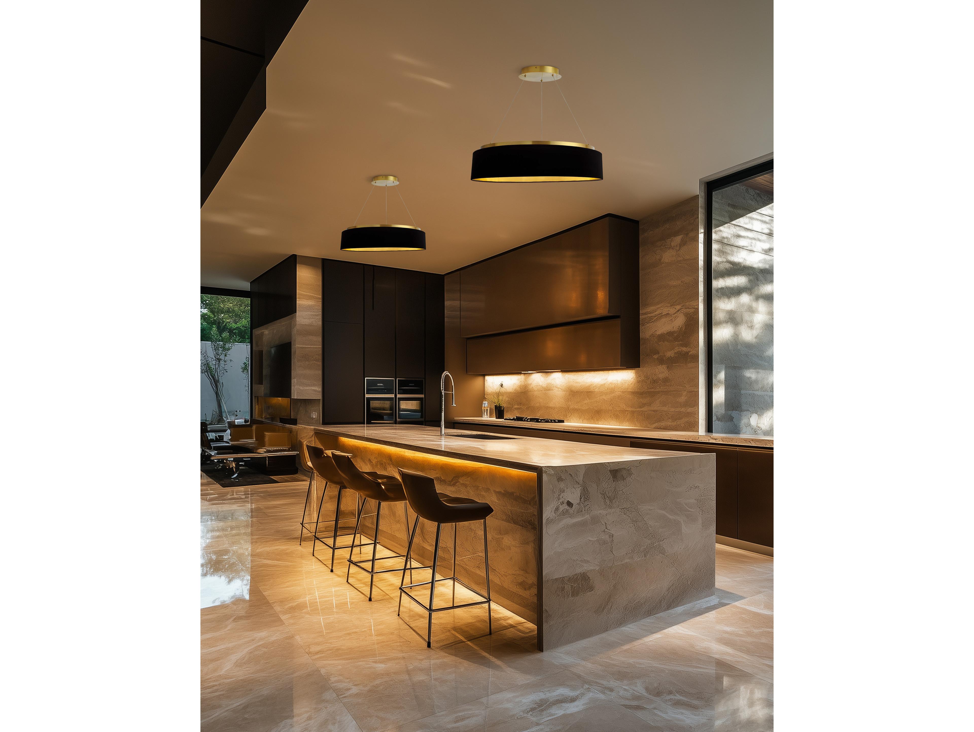 Dainolite Circulo 1-Light Black Gold Aged Brass Round Pendant