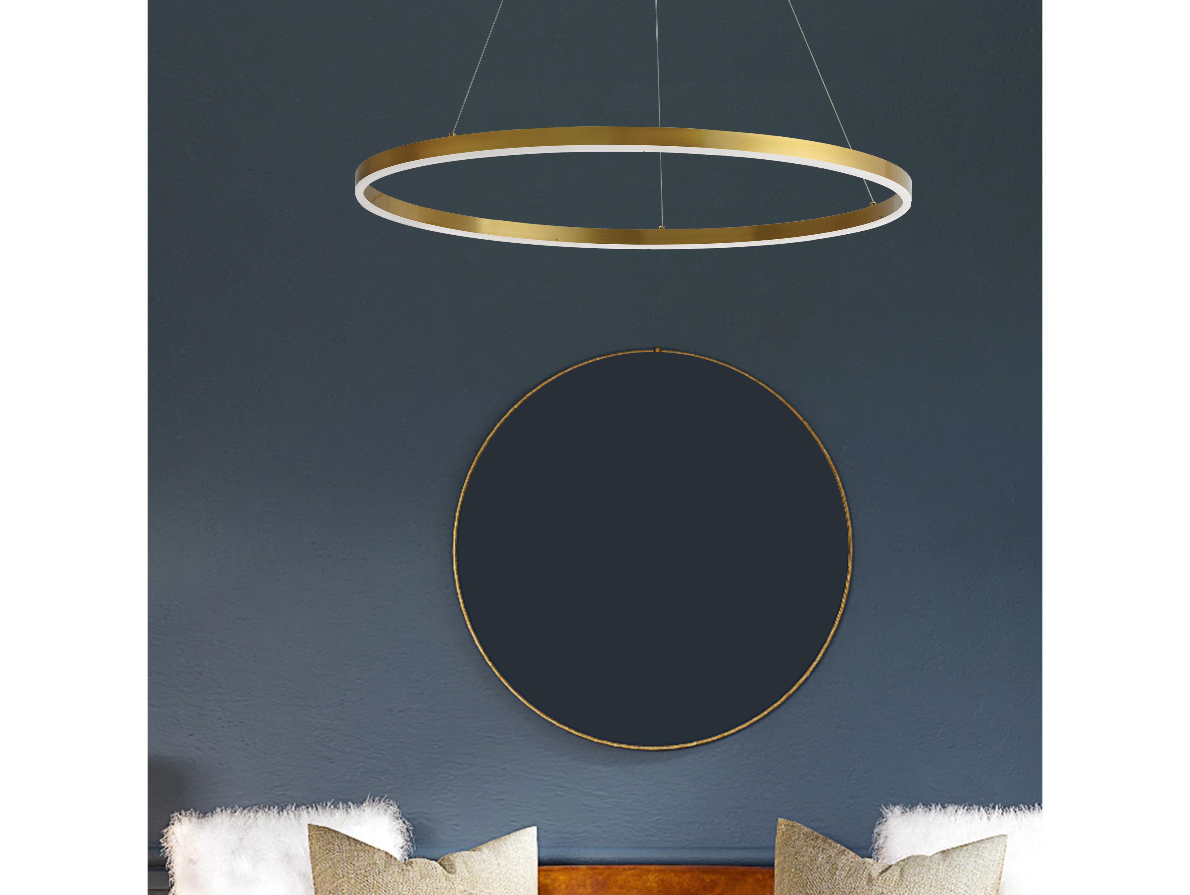 Dainolite Circulo 1-Light Aged Brass Round Pendant
