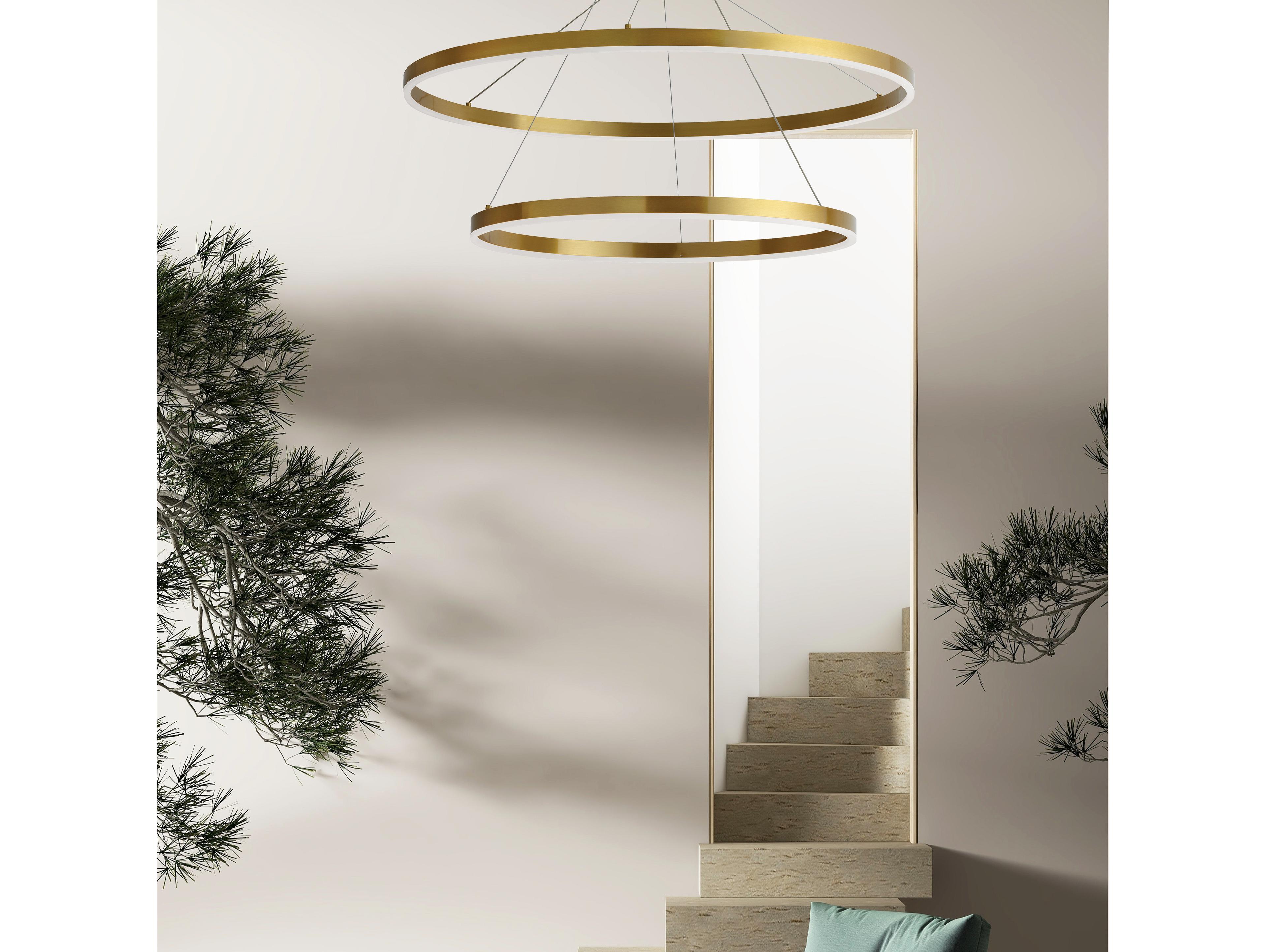 Dainolite Circulo 1-Light Aged Brass Round Pendant