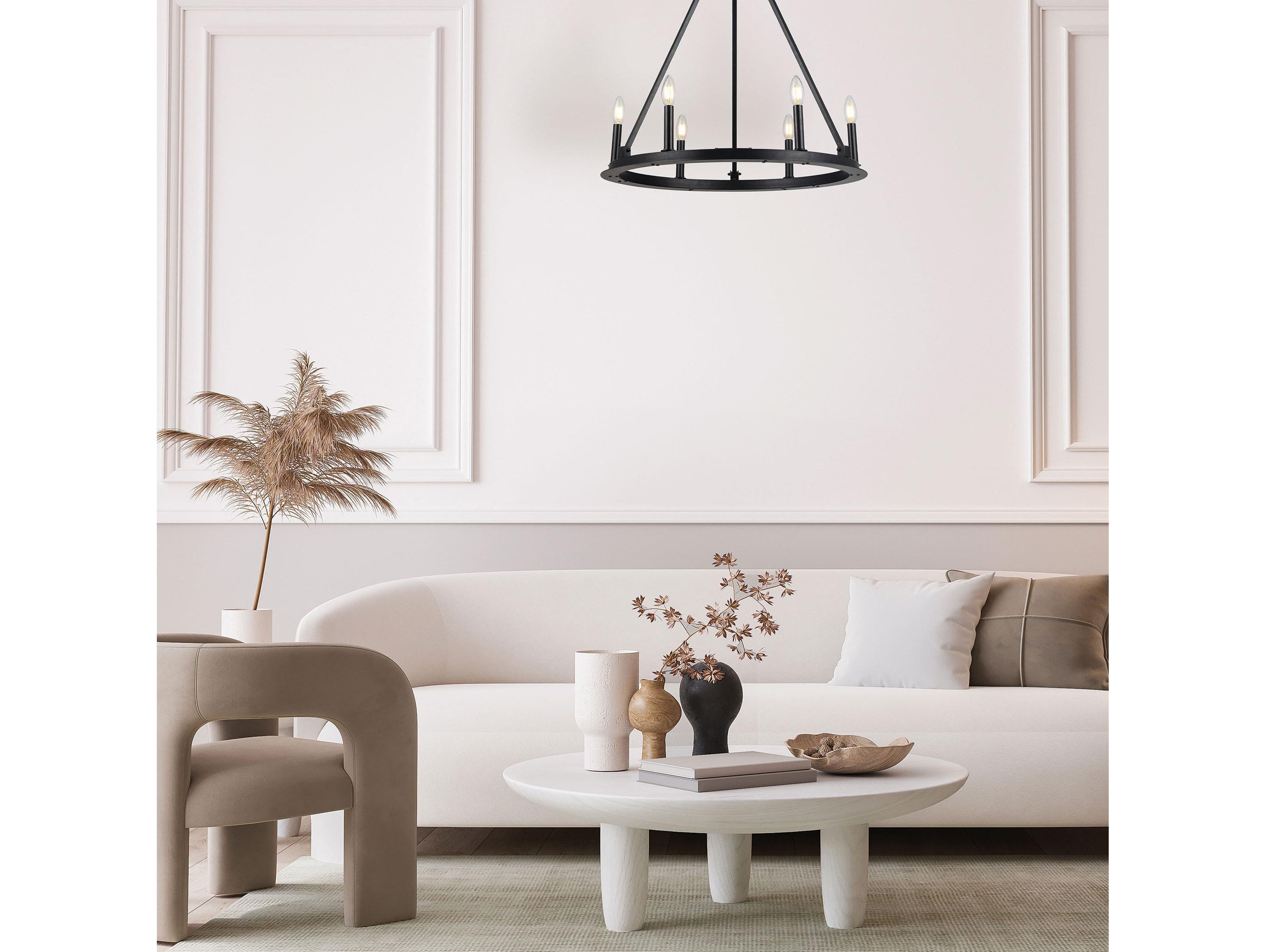 Dainolite Colby 6-Light Matte Black Candelabra Chandelier