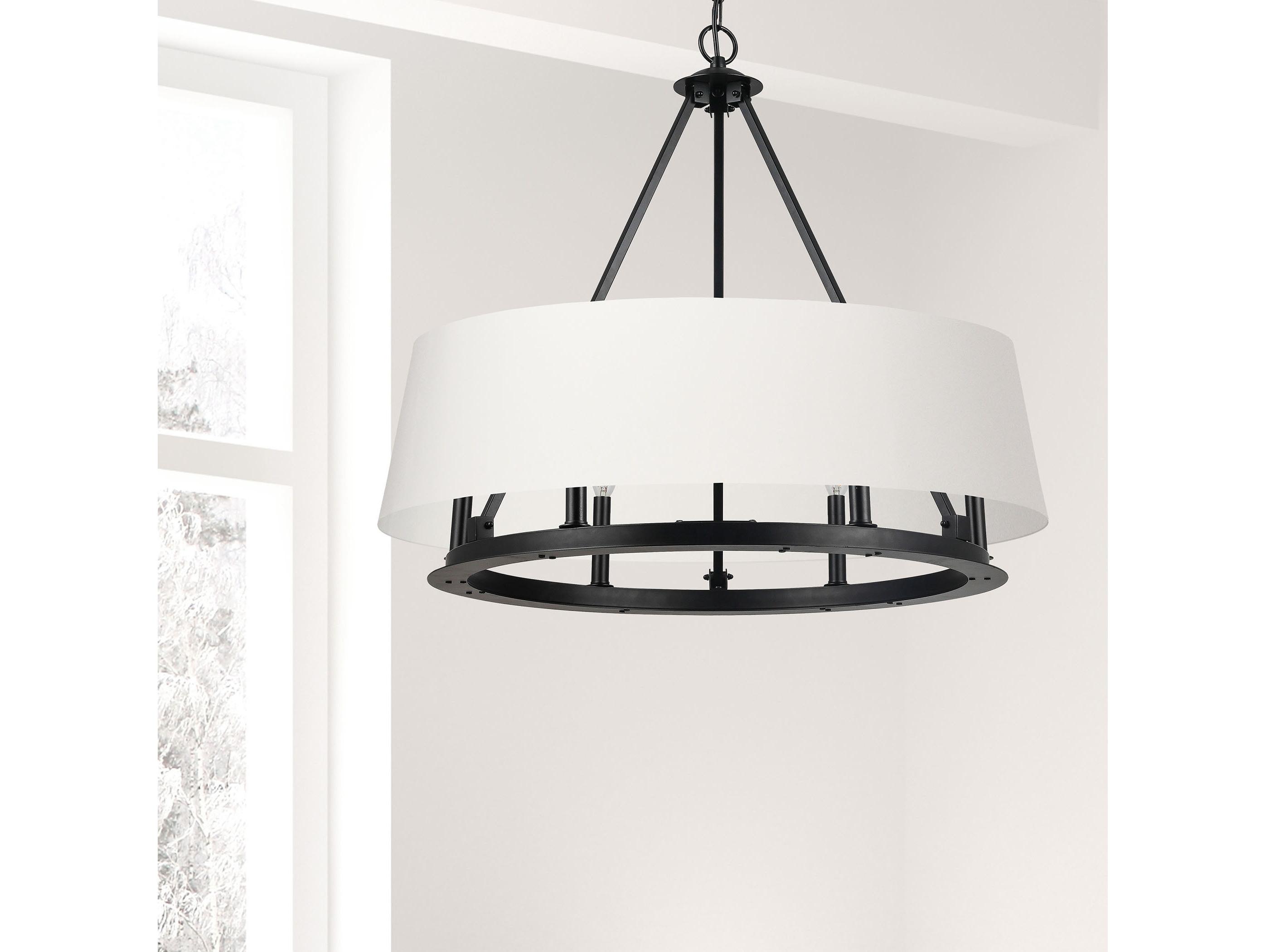 Dainolite Colby 6-Light Matte Black Drum Chandelier