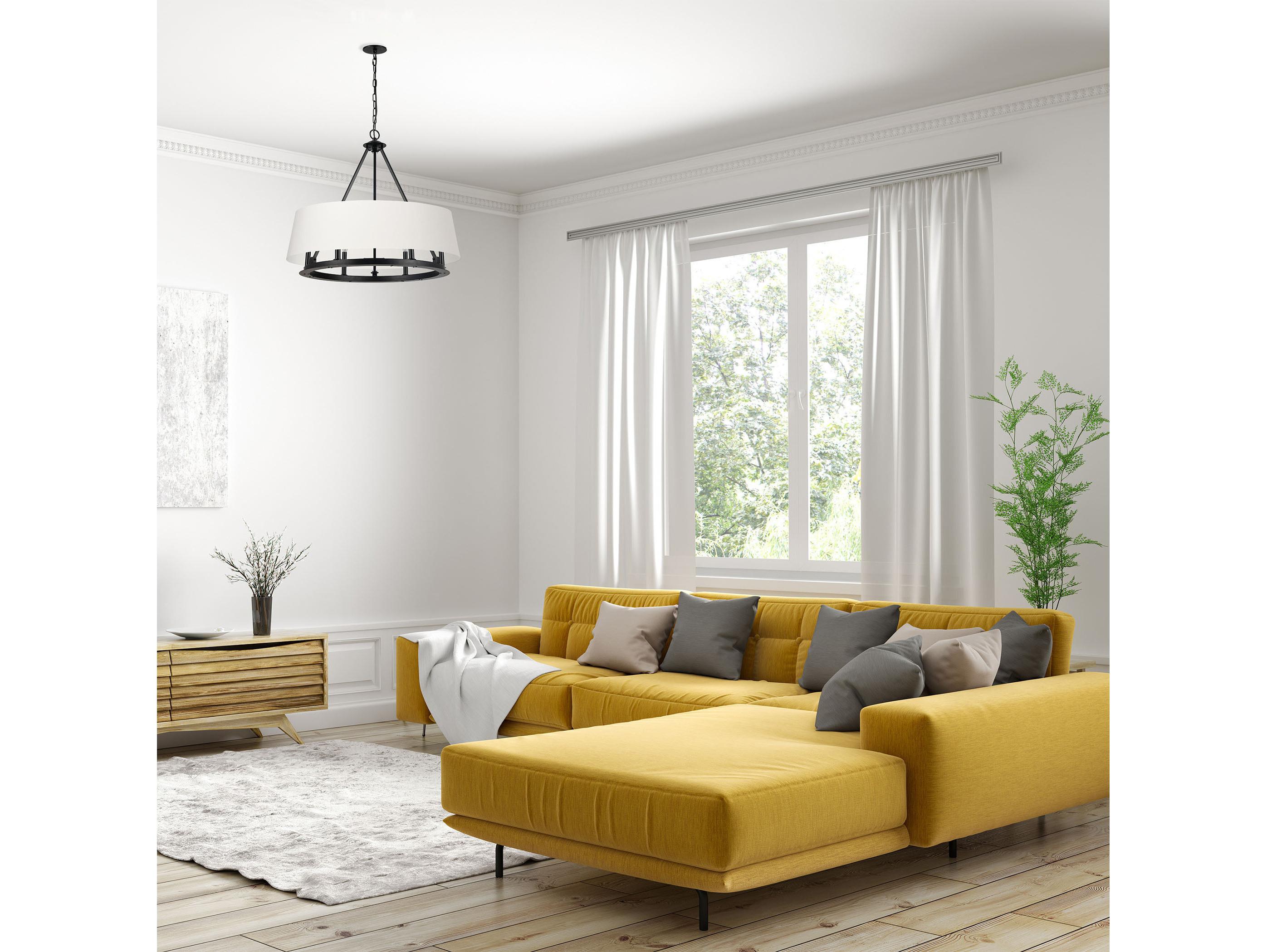 Dainolite Colby 6-Light Matte Black Drum Chandelier