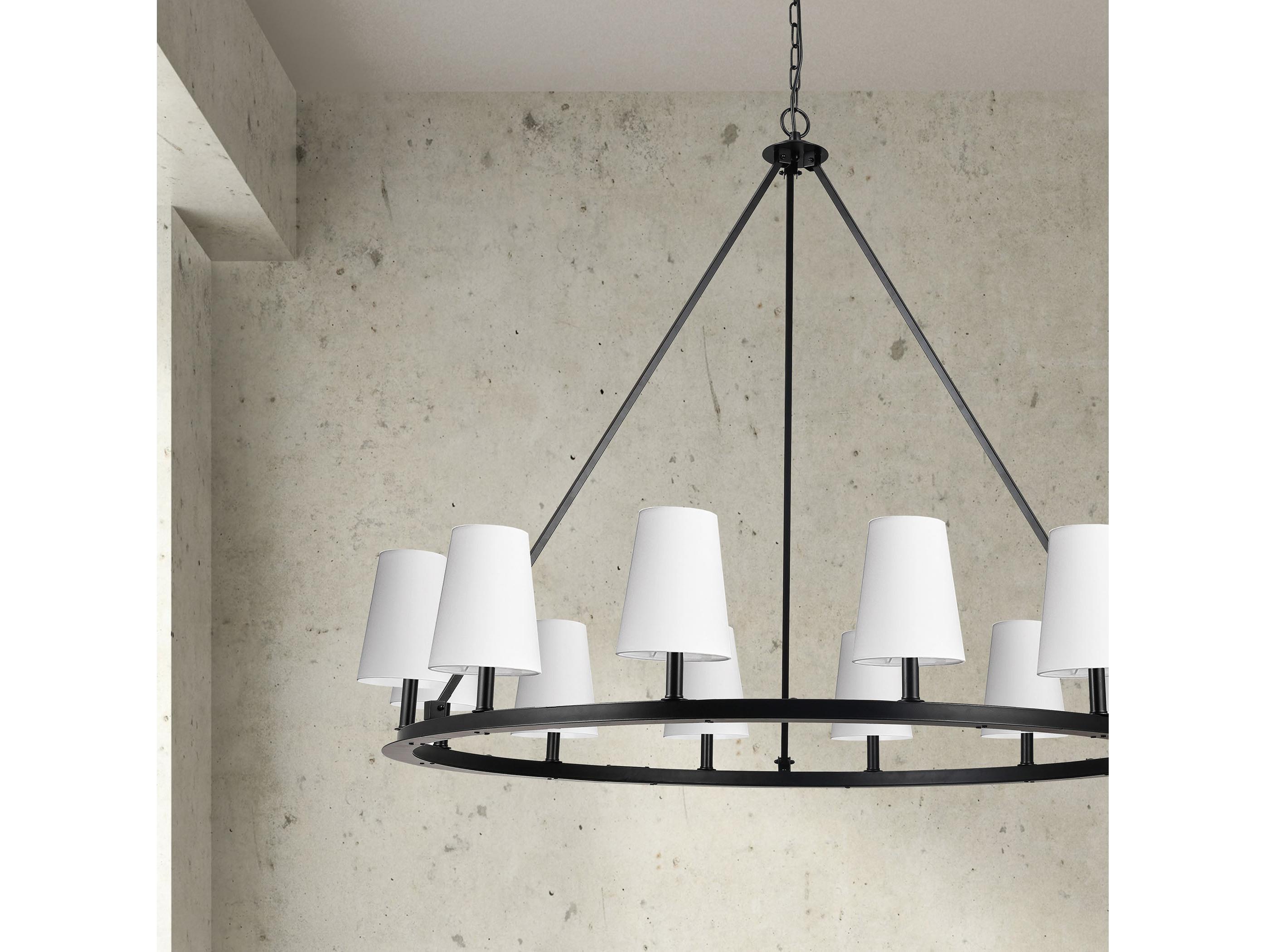 Dainolite Colby 12-Light Matte Black White Candelabra Chandelier