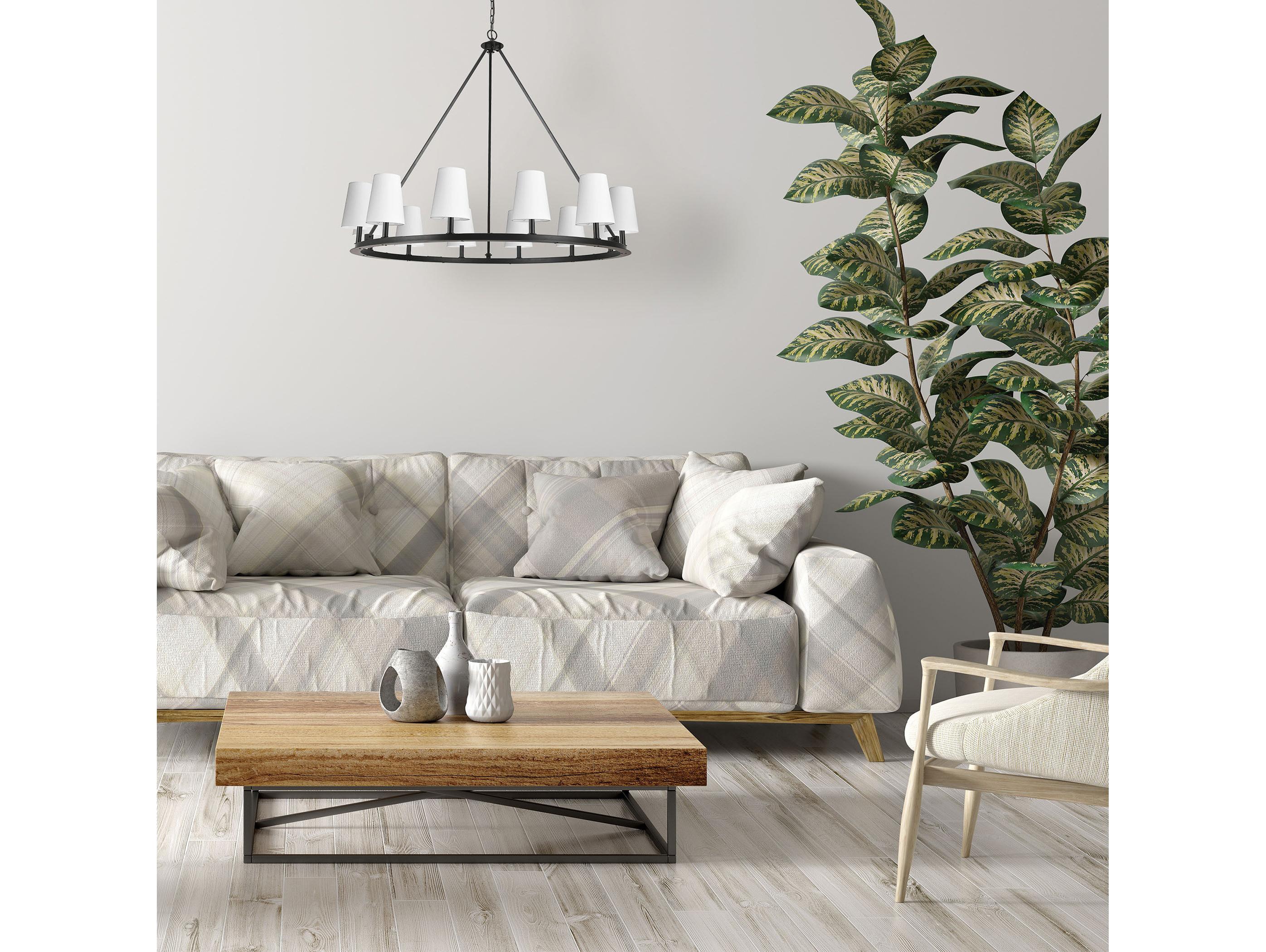 Dainolite Colby 12-Light Matte Black White Candelabra Chandelier