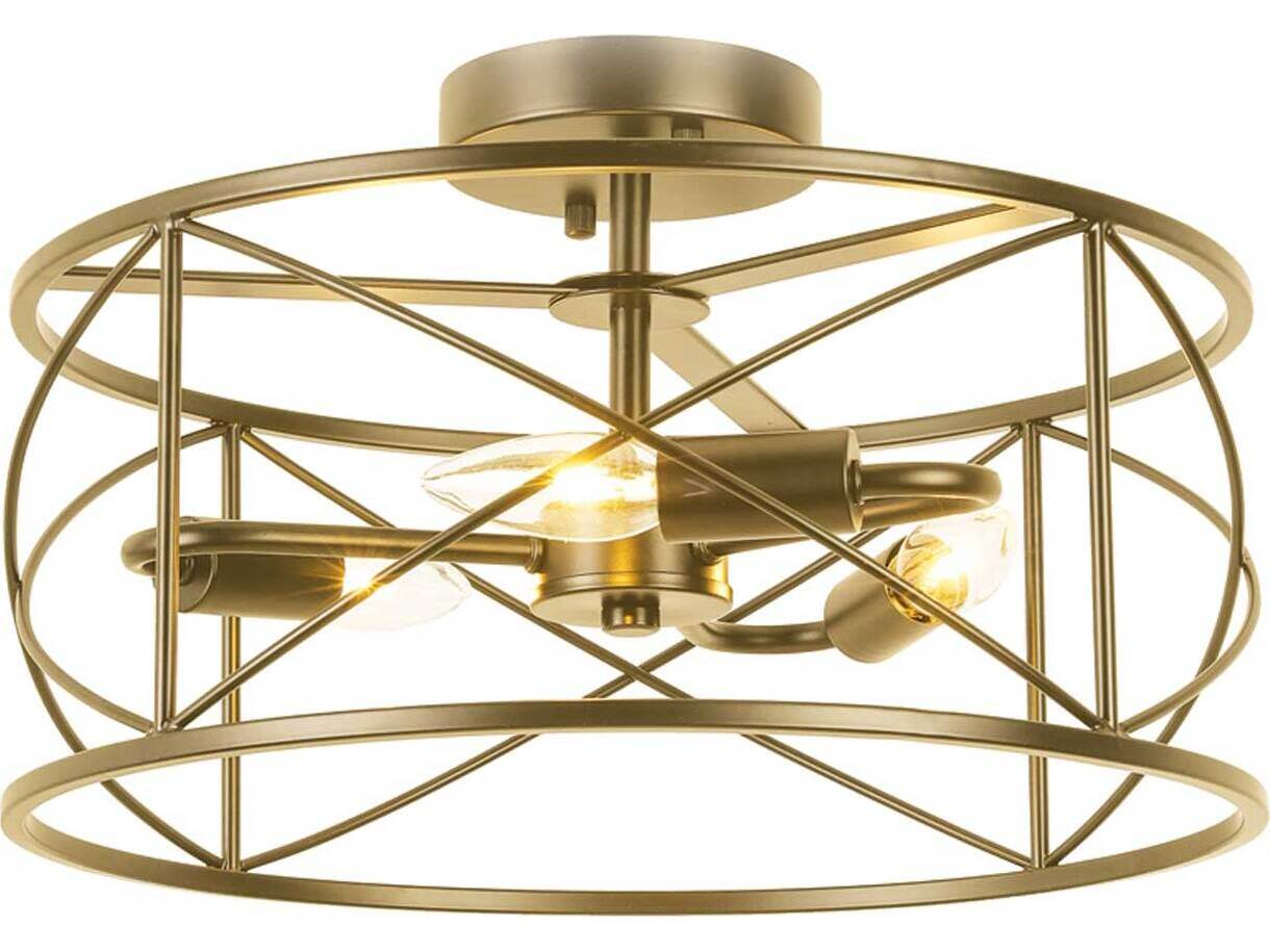 Dainolite Calah 3-Light Aged Brass Geometric Semi Flush Mount