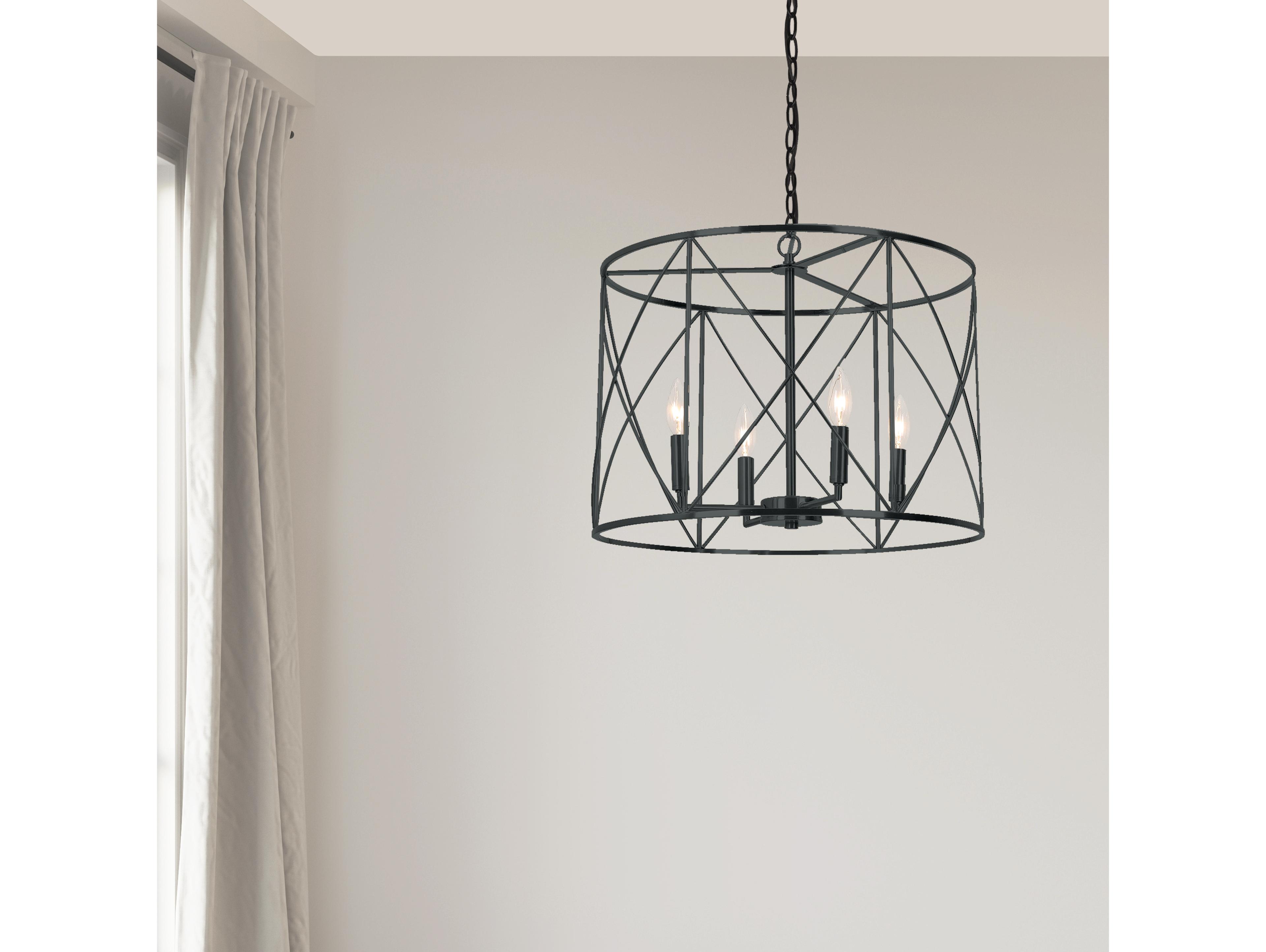 Dainolite Calah 4-Light Matte Black Geometric Chandelier