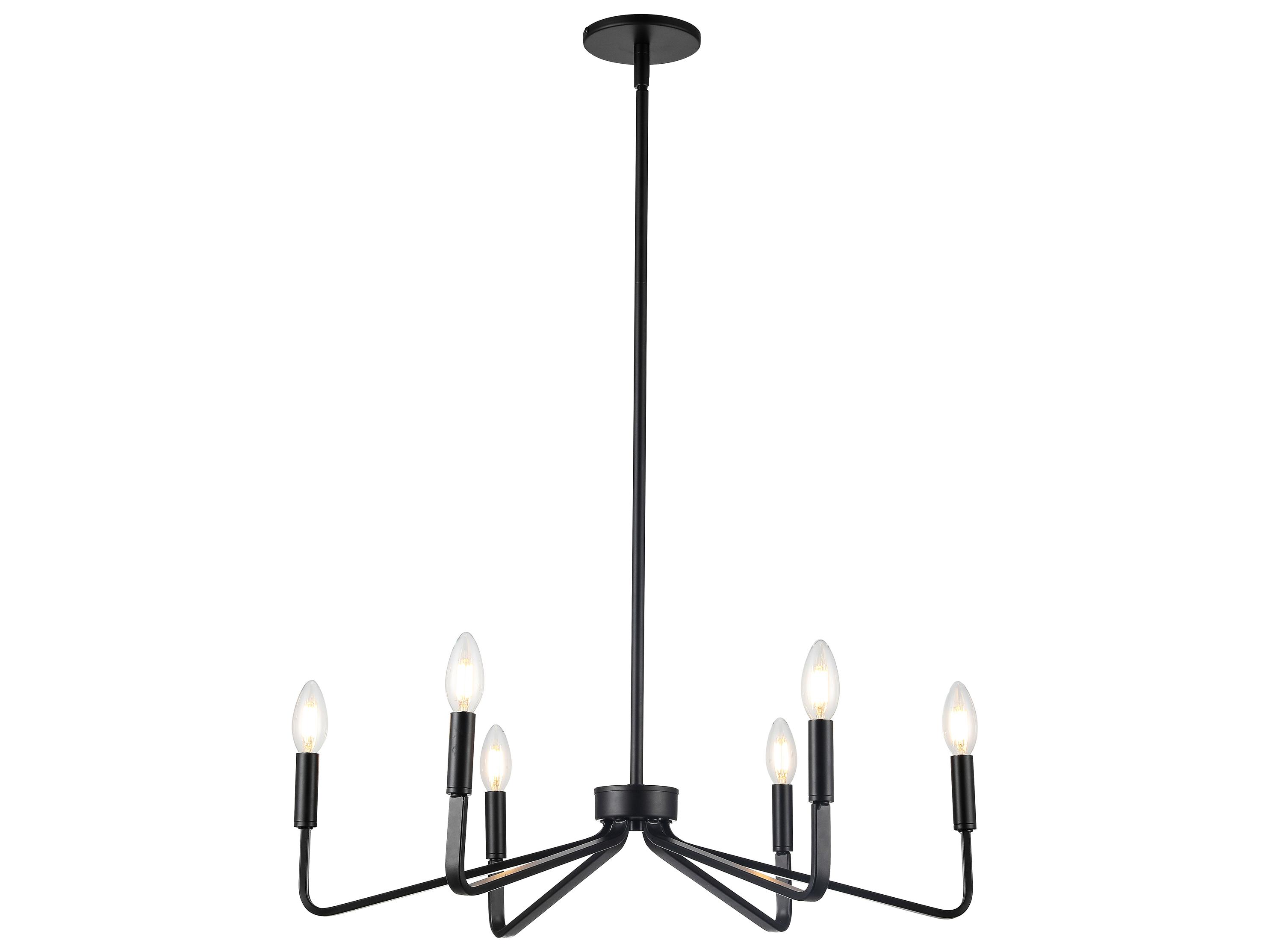 Dainolite Clayton 6-Light Matte Black Candelabra Chandelier