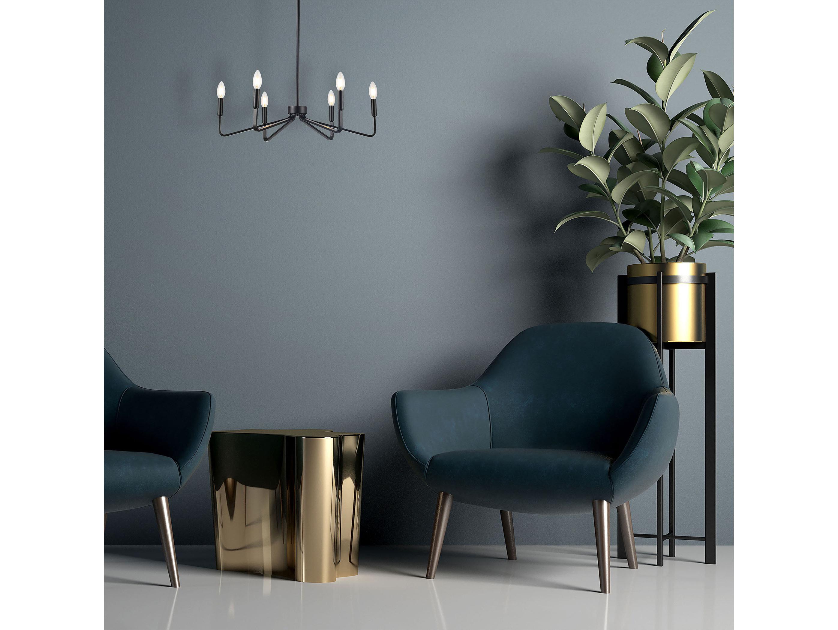 Dainolite Clayton 6-Light Matte Black Candelabra Chandelier