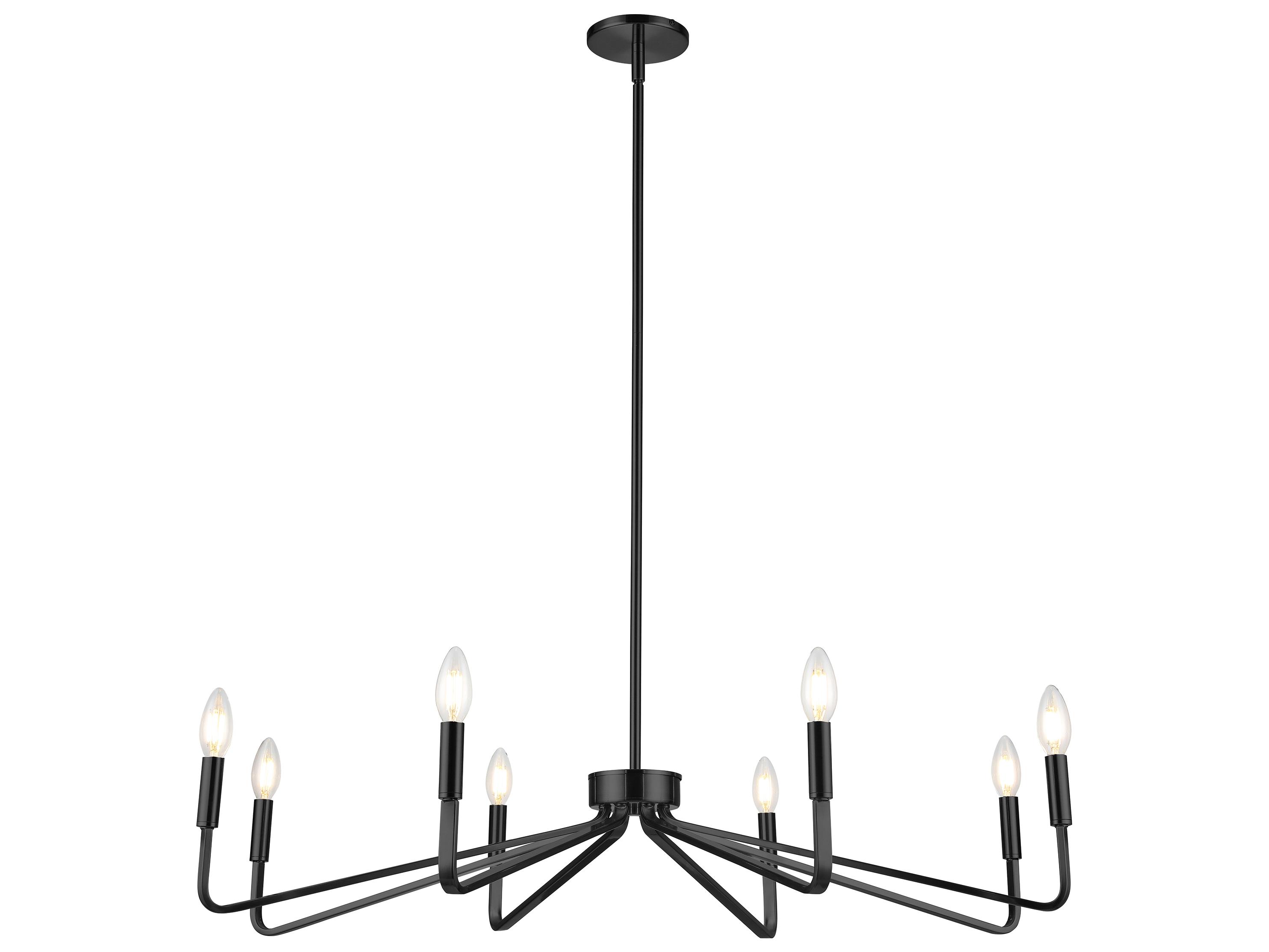 Dainolite Clayton 8-Light Matte Black Candelabra Chandelier
