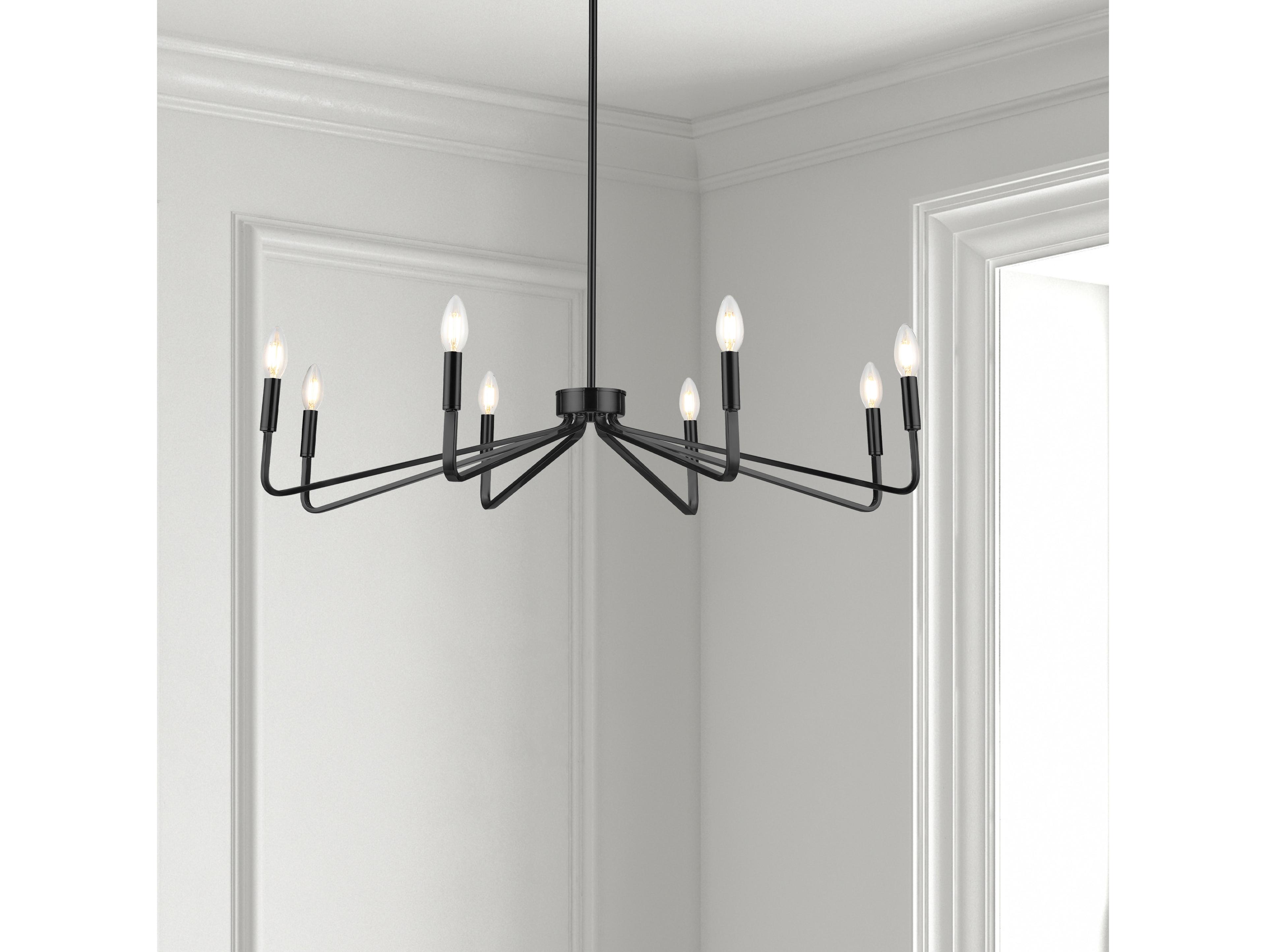 Dainolite Clayton 8-Light Matte Black Candelabra Chandelier