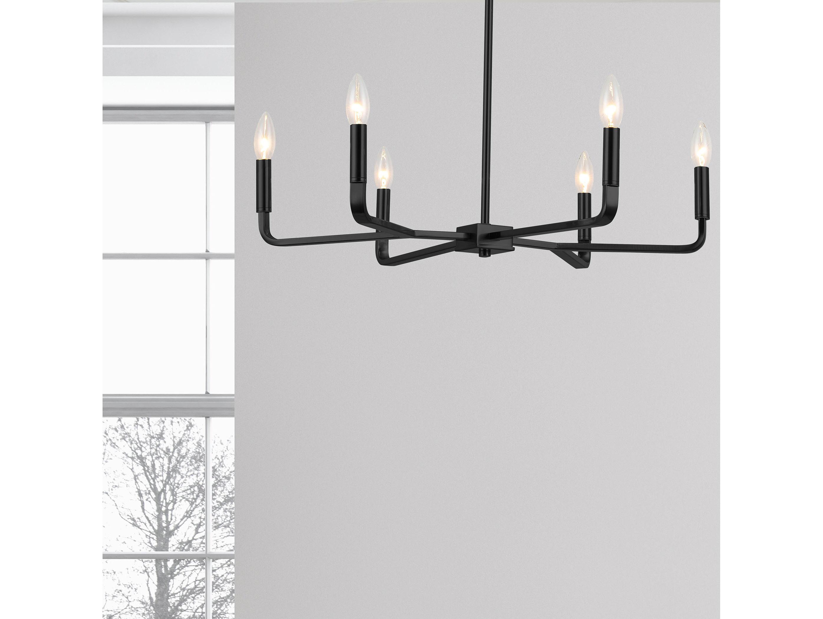 Dainolite Colette 6-Light Matte Black Candelabra Chandelier
