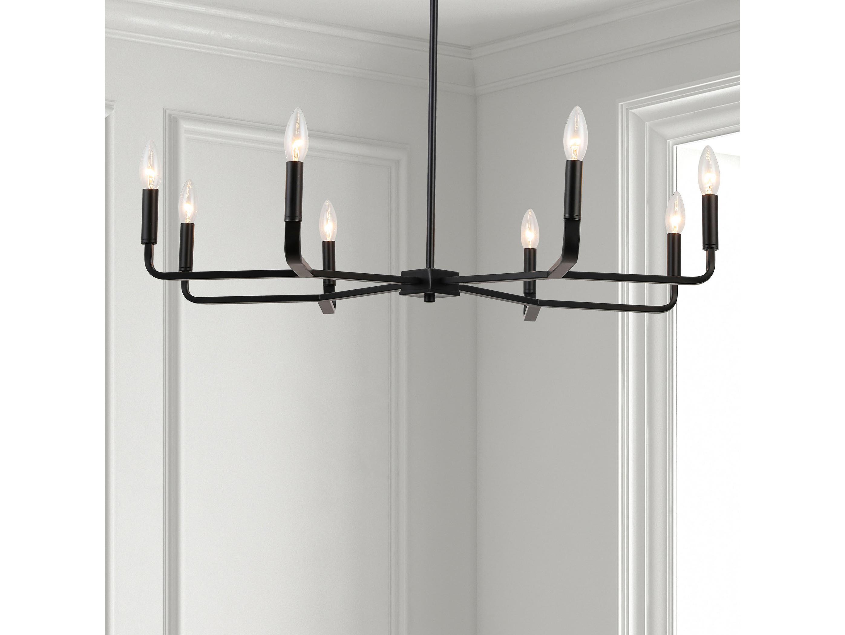 Dainolite Colette 8-Light Matte Black Candelabra Chandelier