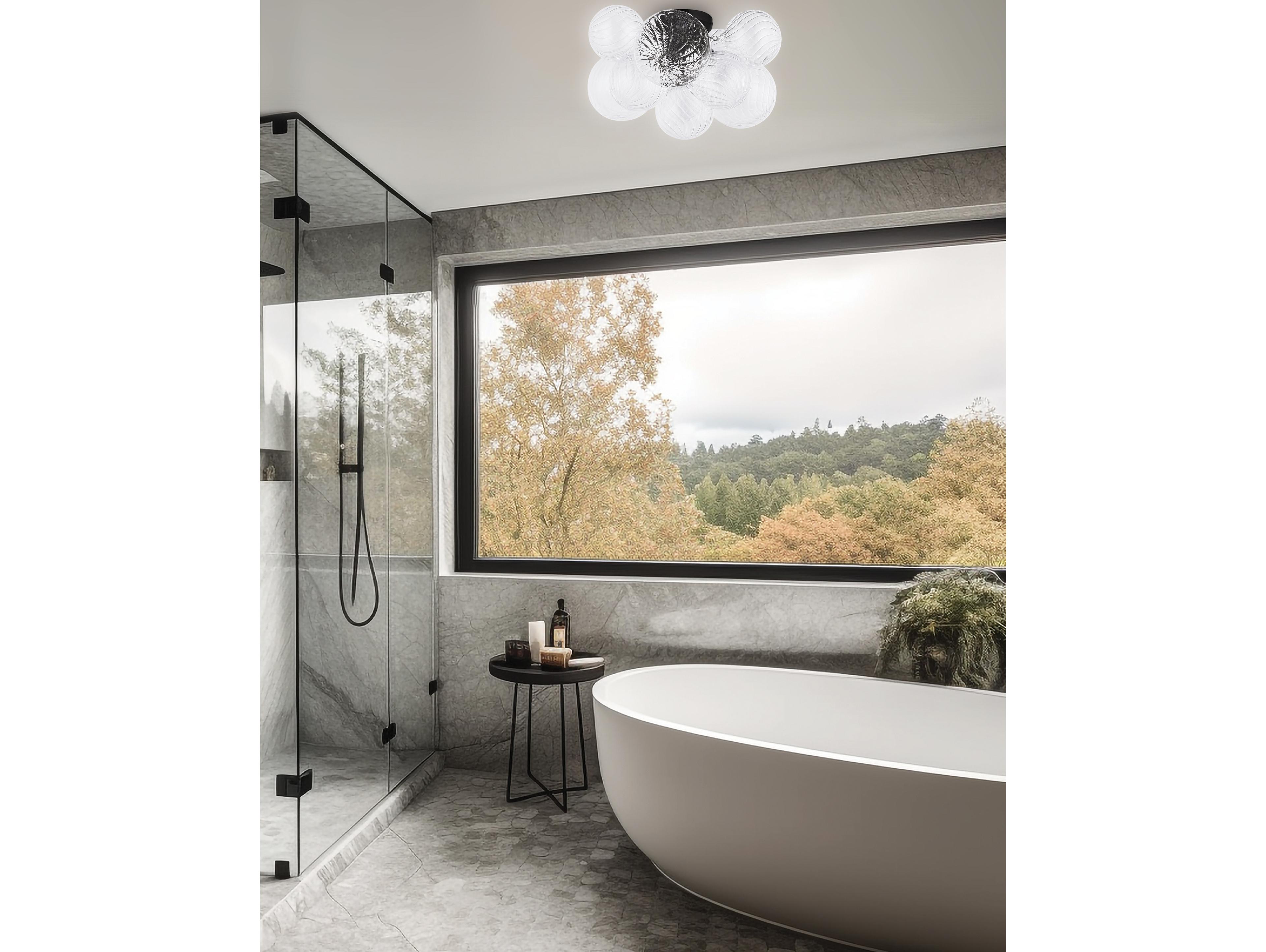 Dainolite Charlize 3-Light Matte Black Globe Flush Mount