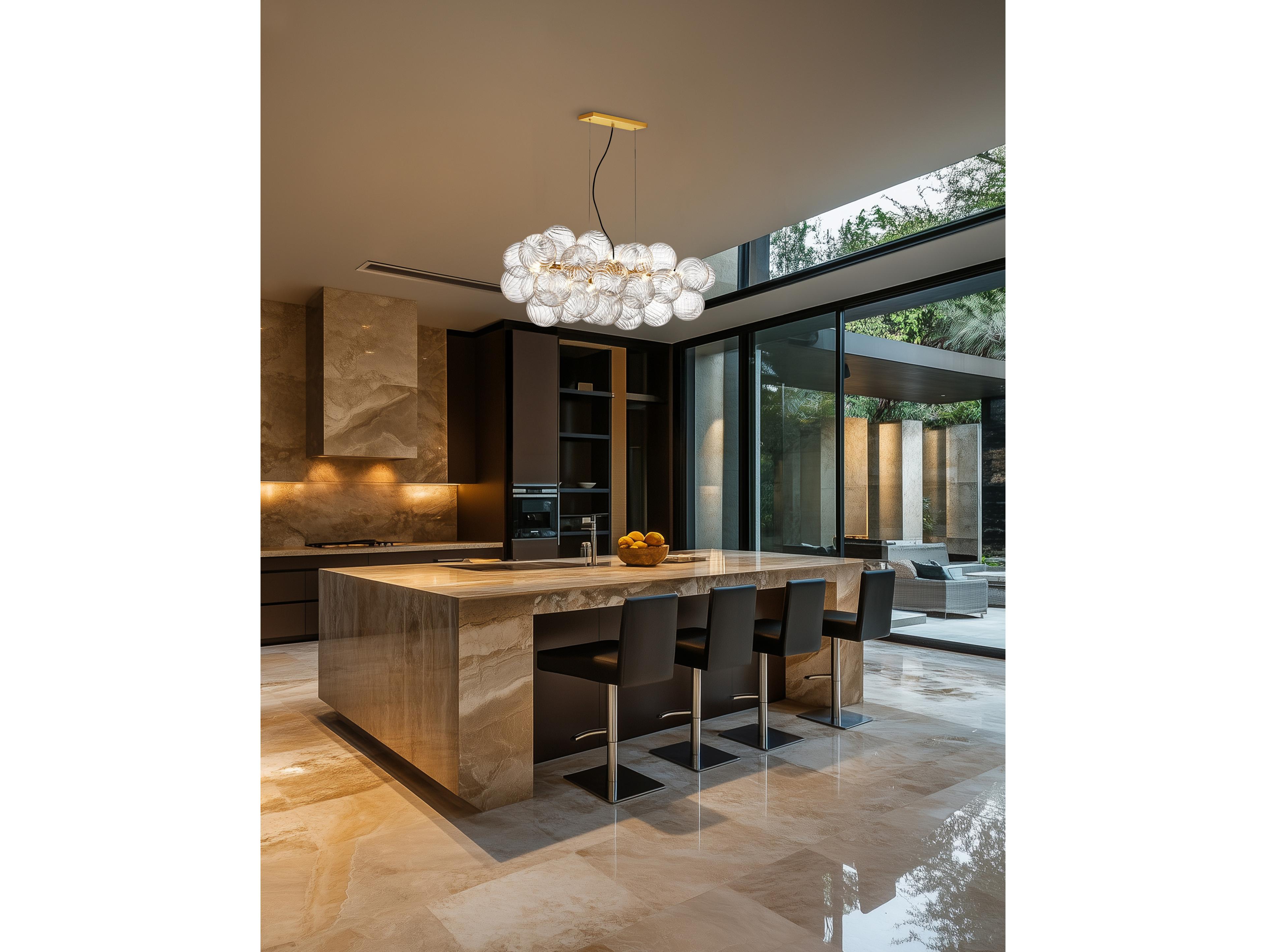 Dainolite Charlize 10-Light Aged Brass Globe Island Pendant