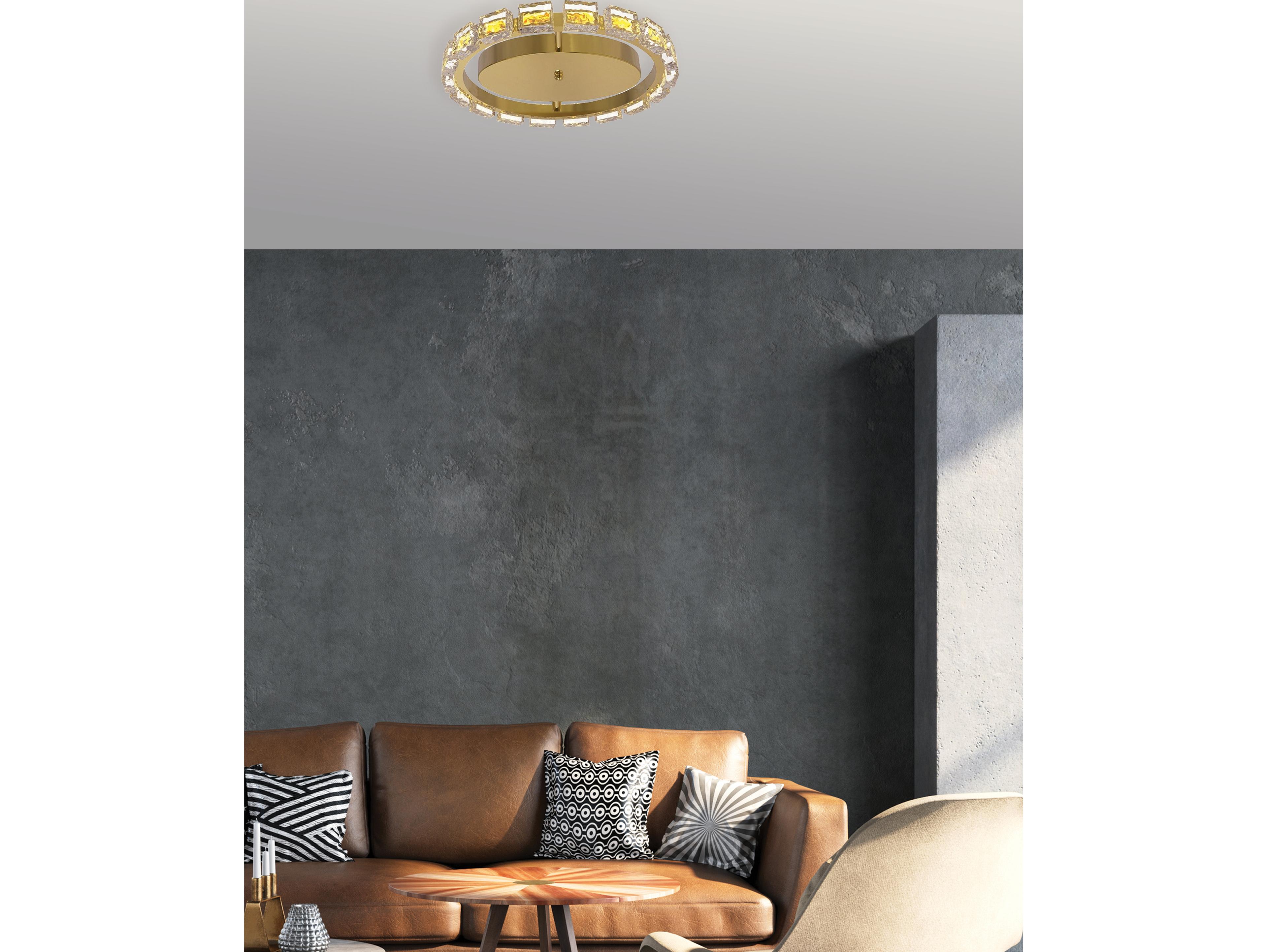 Dainolite Camila 1-Light Aged Brass Round Flush Mount