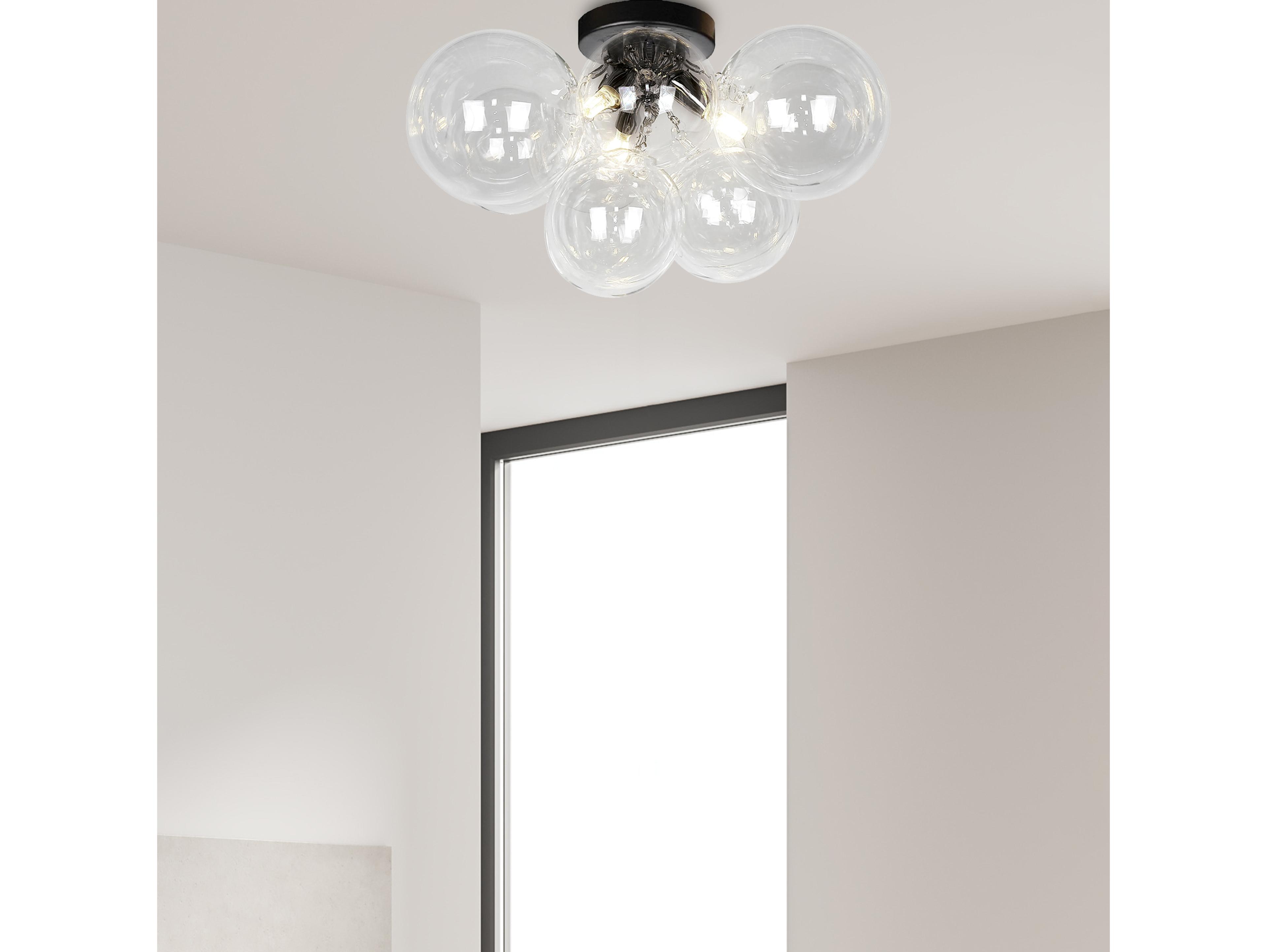 Dainolite Comet 3-Light Matte Black Globe Flush Mount