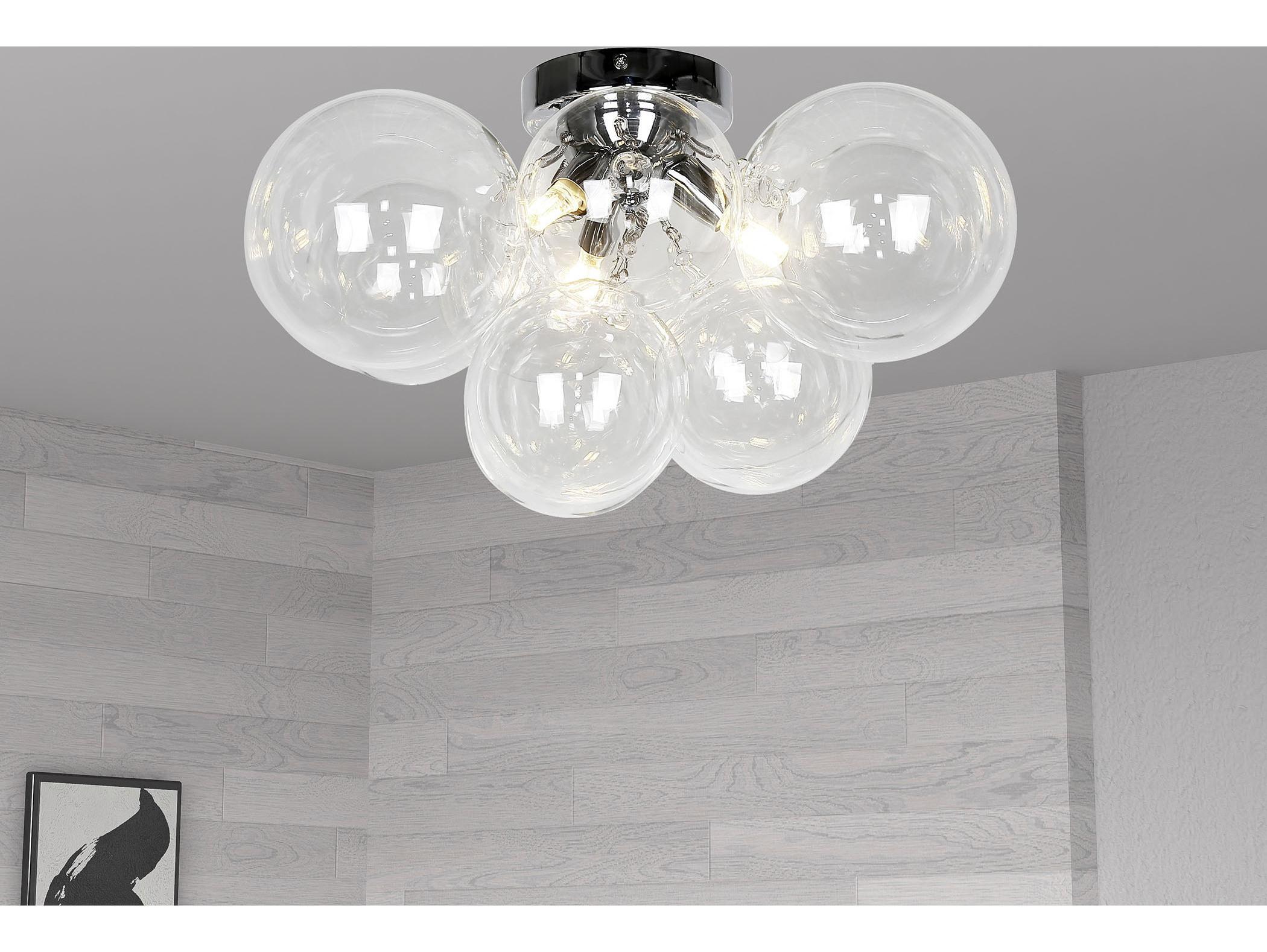 Dainolite Comet 3-Light Polished Chrome Globe Flush Mount