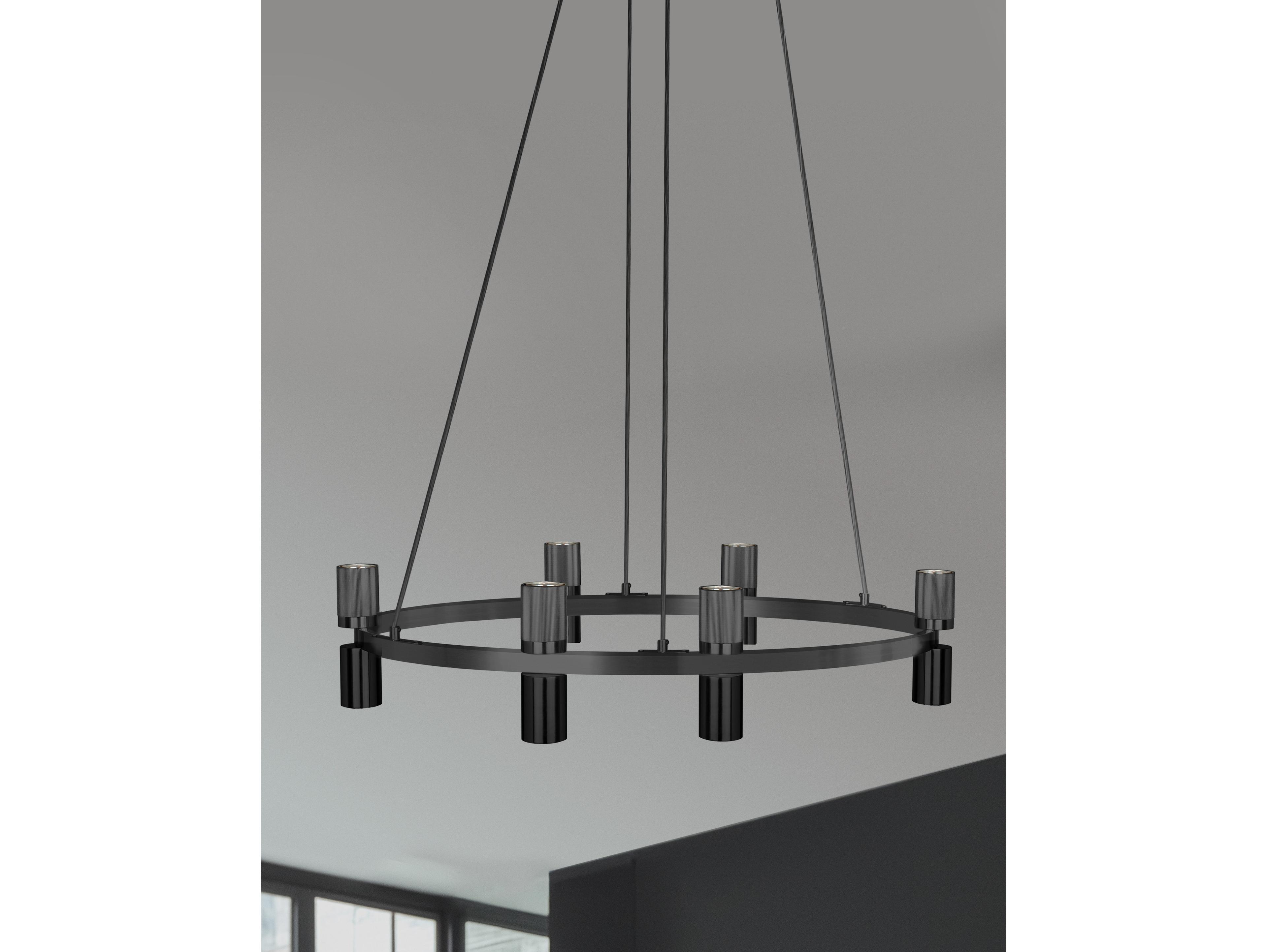 Dainolite Cerelia 12-Light Matte Black Geometric Chandelier