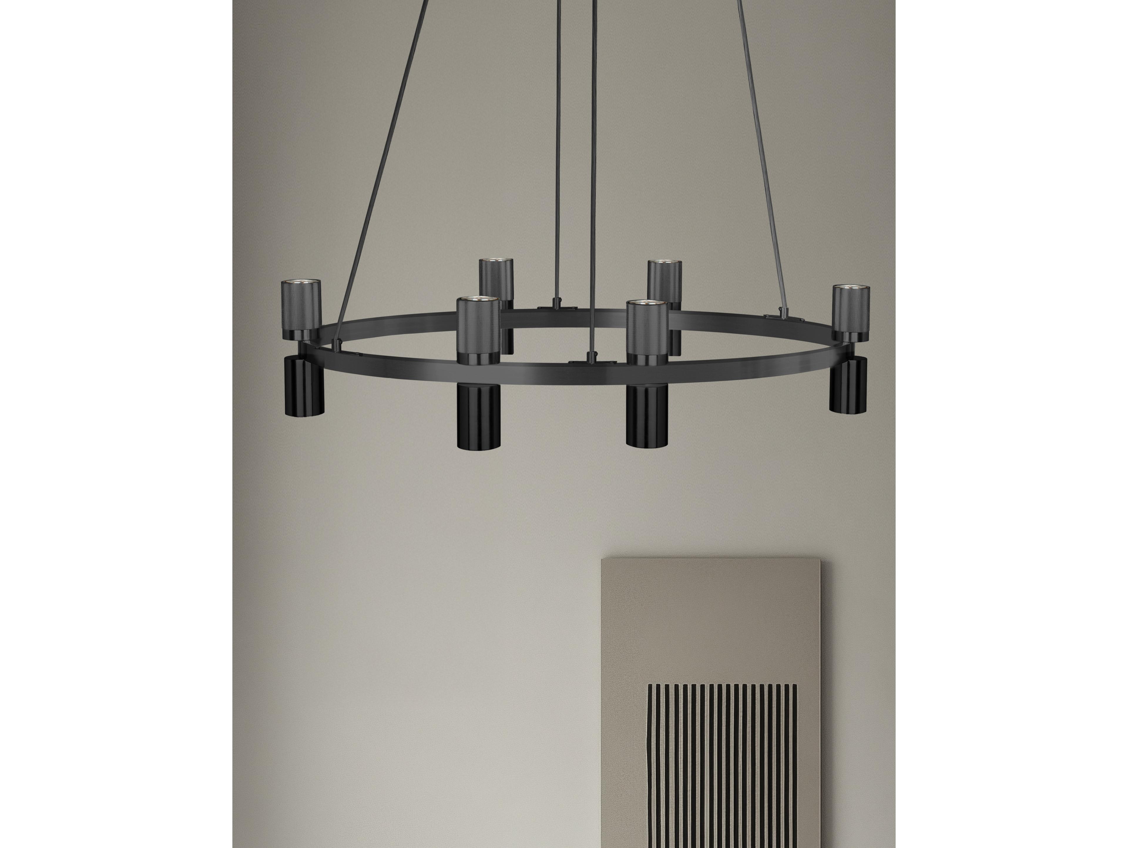 Dainolite Cerelia 12-Light Matte Black Geometric Chandelier