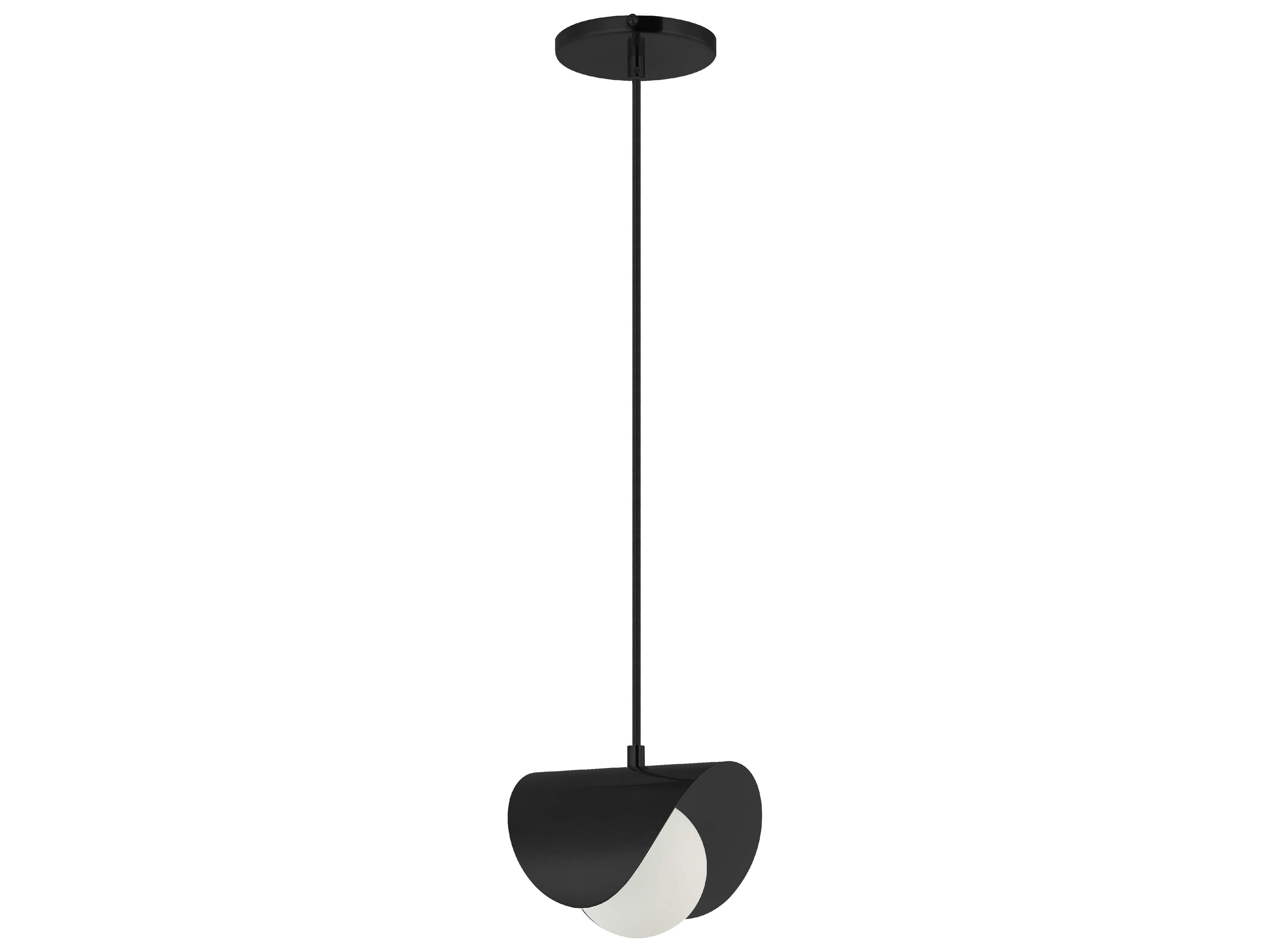 Dainolite Cresent 1-Light Matte Black Globe Mini Pendant