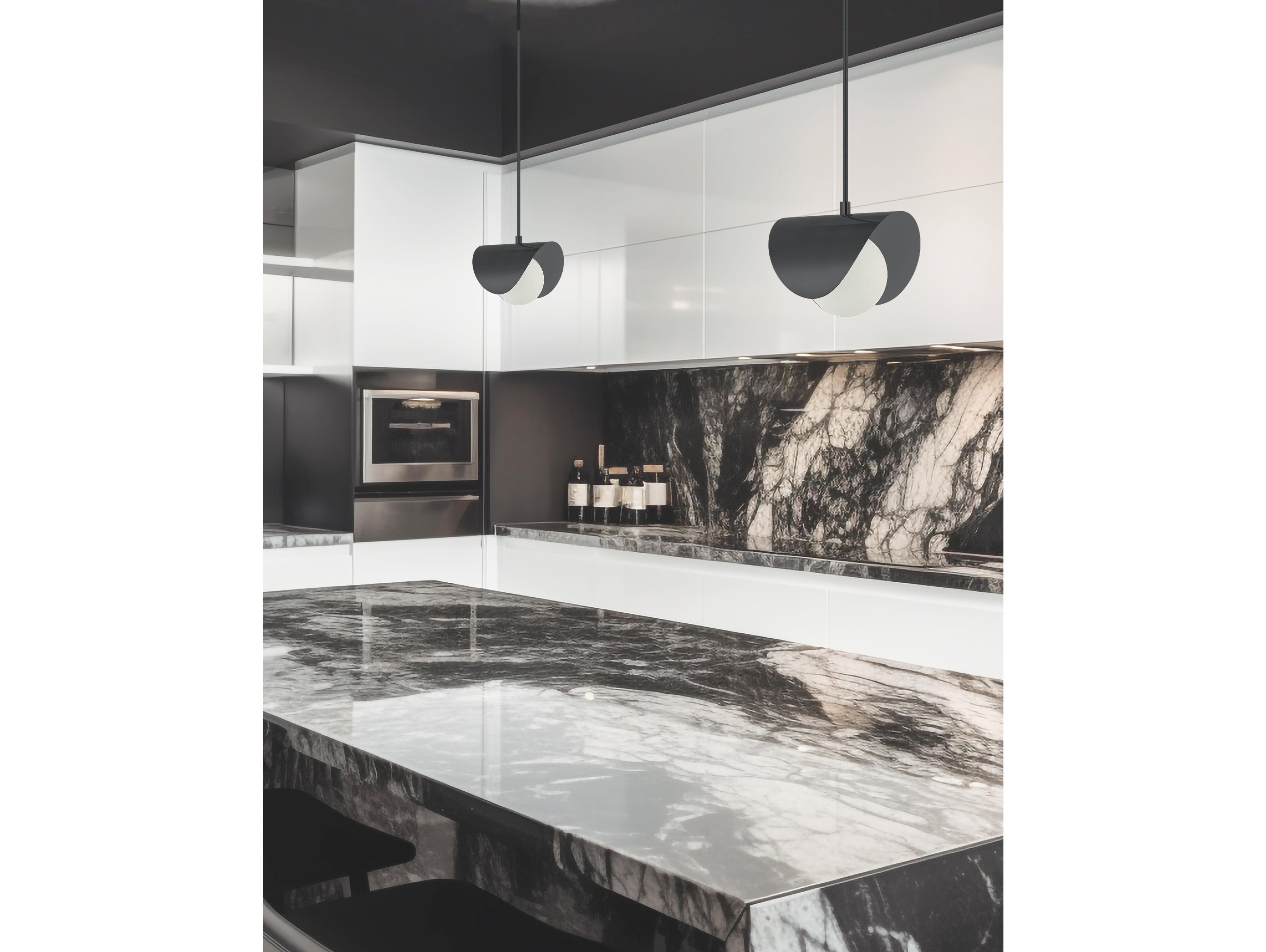 Dainolite Cresent 1-Light Matte Black Globe Mini Pendant