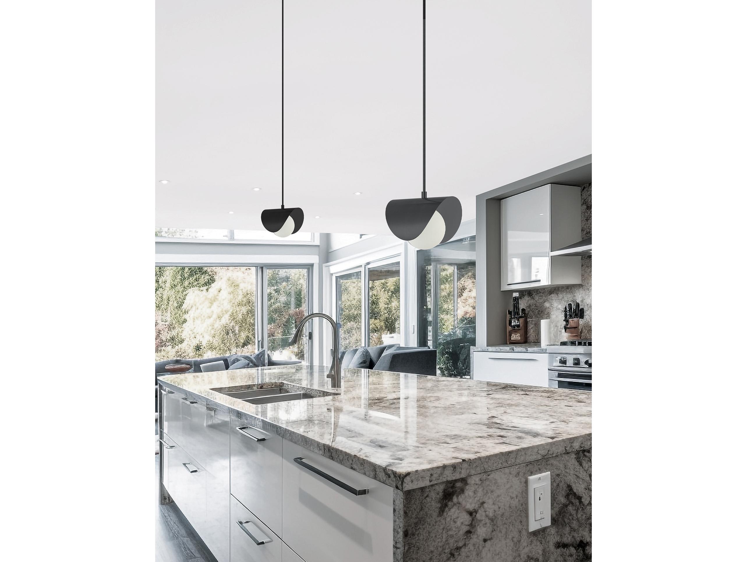 Dainolite Cresent 1-Light Matte Black Globe Mini Pendant