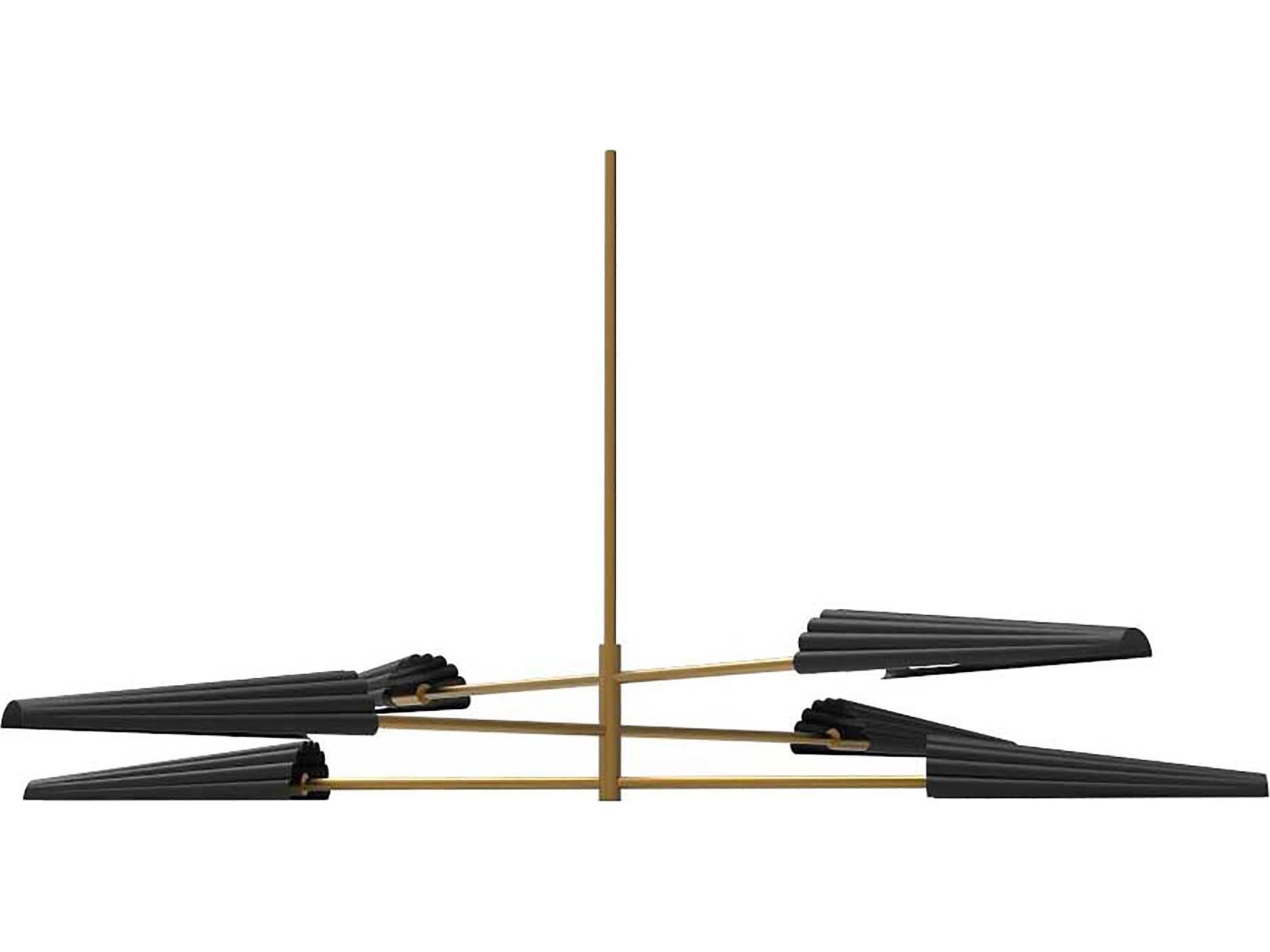 Dainolite Cassie 6-Light Aged Brass Matte Black Linear Tiered Chandelier