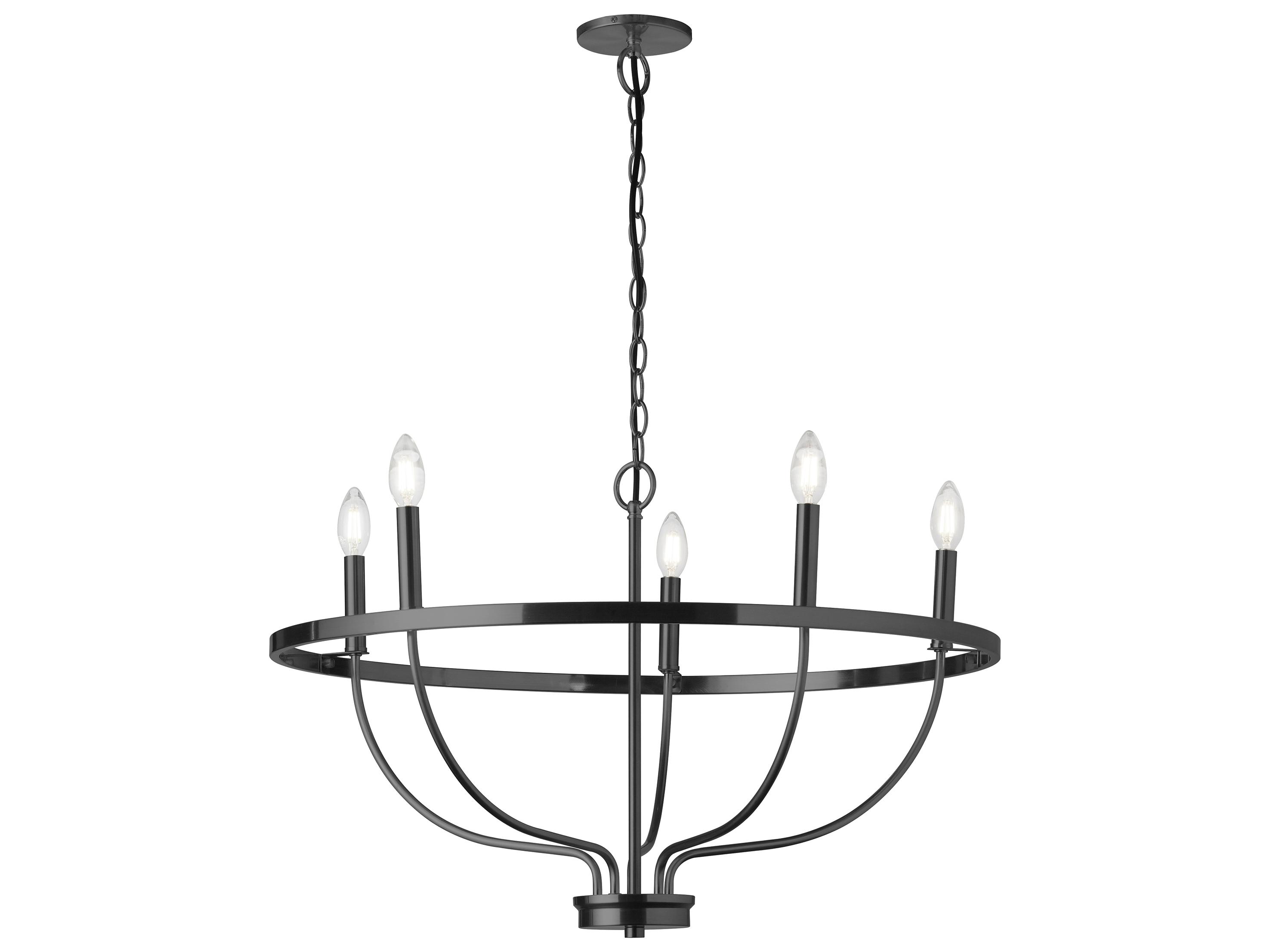 Dainolite Cesar 5-Light Matte Black Candelabra Chandelier