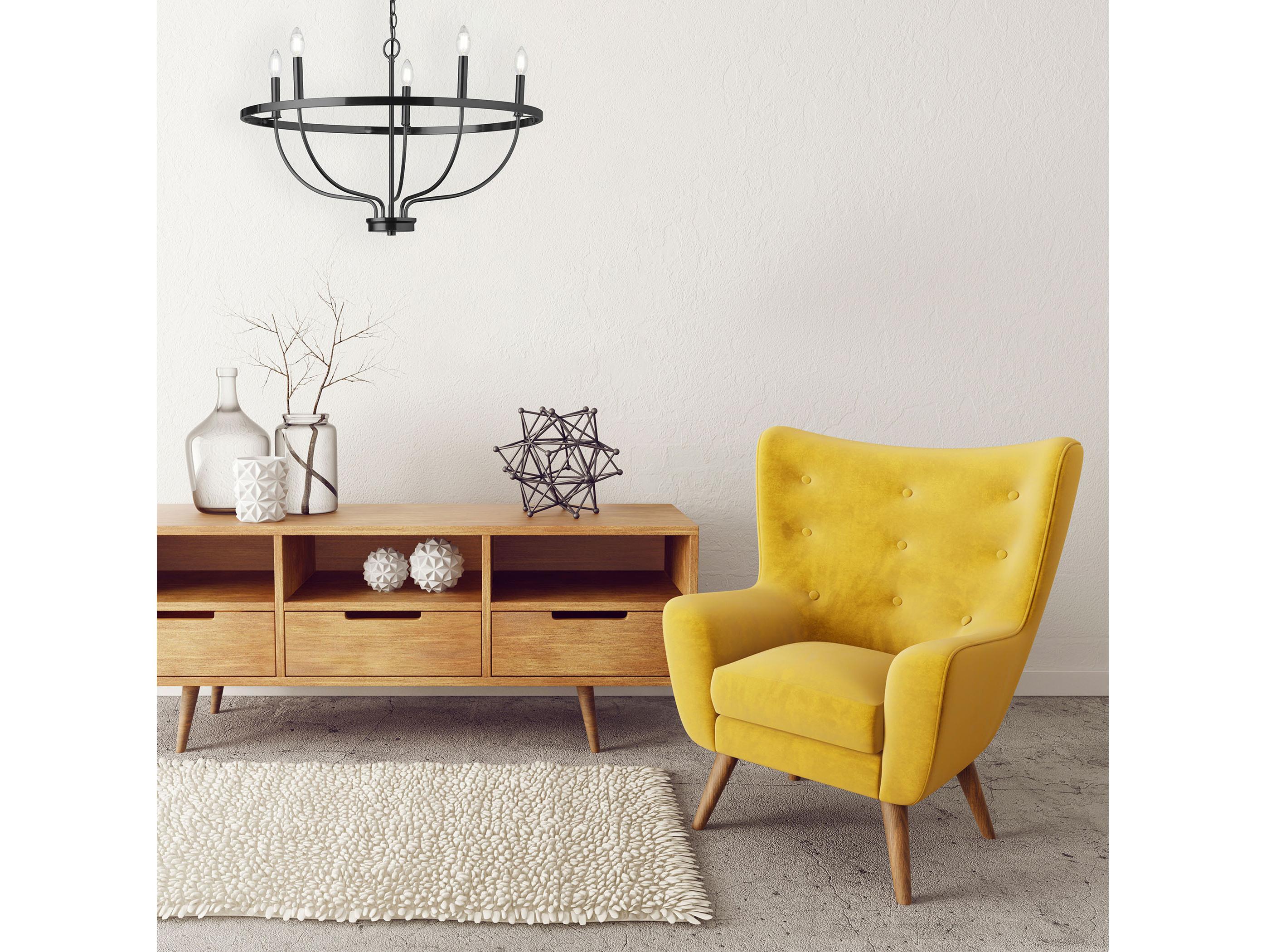 Dainolite Cesar 5-Light Matte Black Candelabra Chandelier