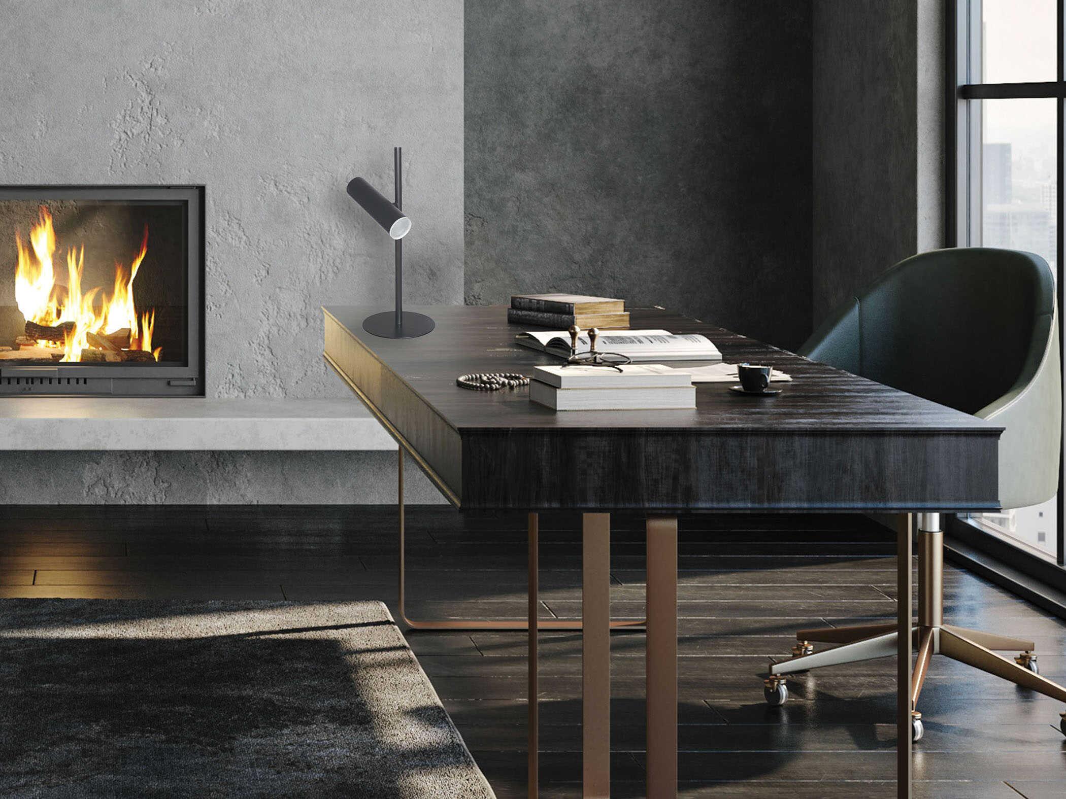 Dainolite Constance Matte Black Frosted Acrylic Table Lamp