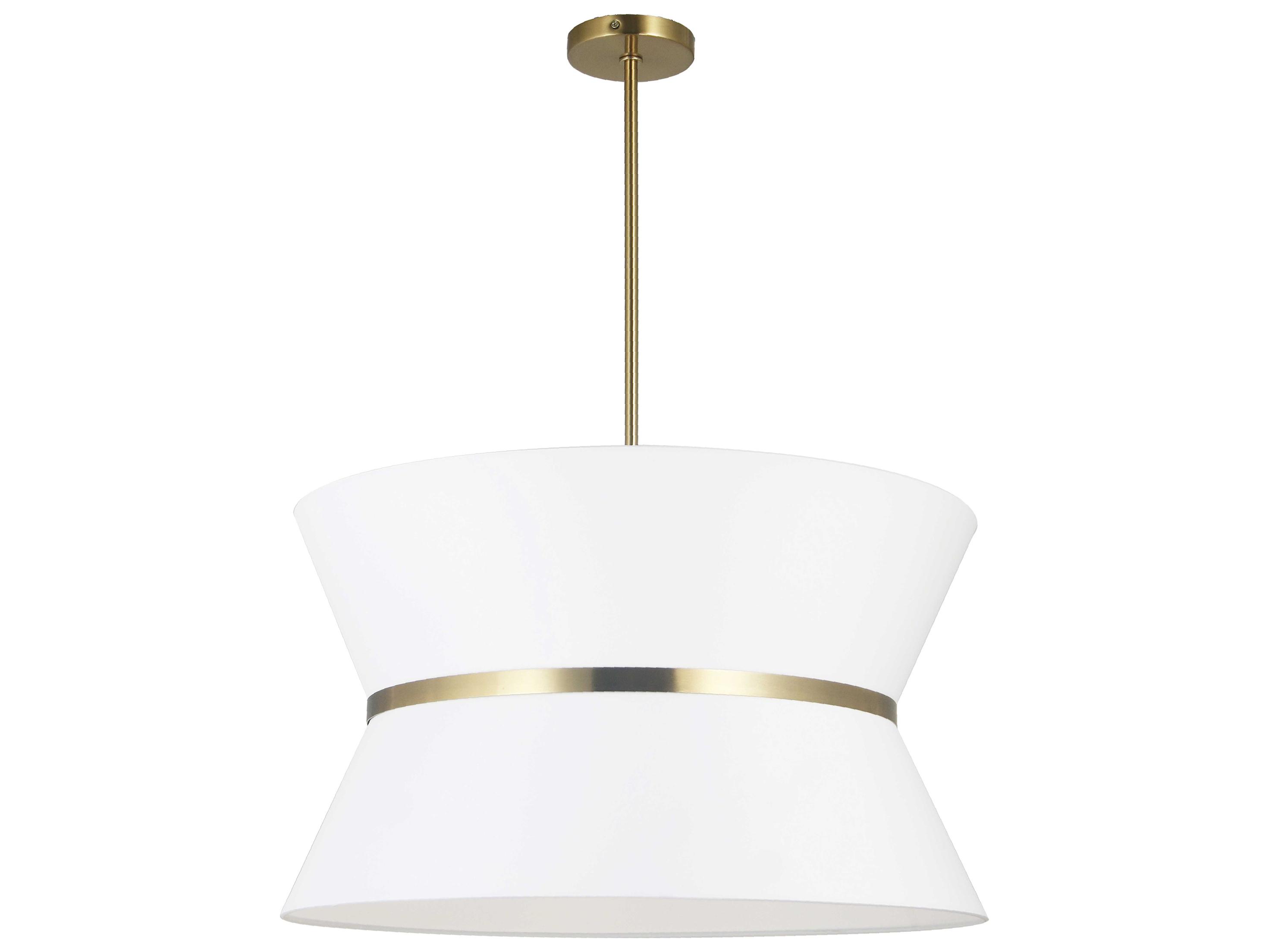 Dainolite Caterine 4-Light Aged Brass Gold White Pendant
