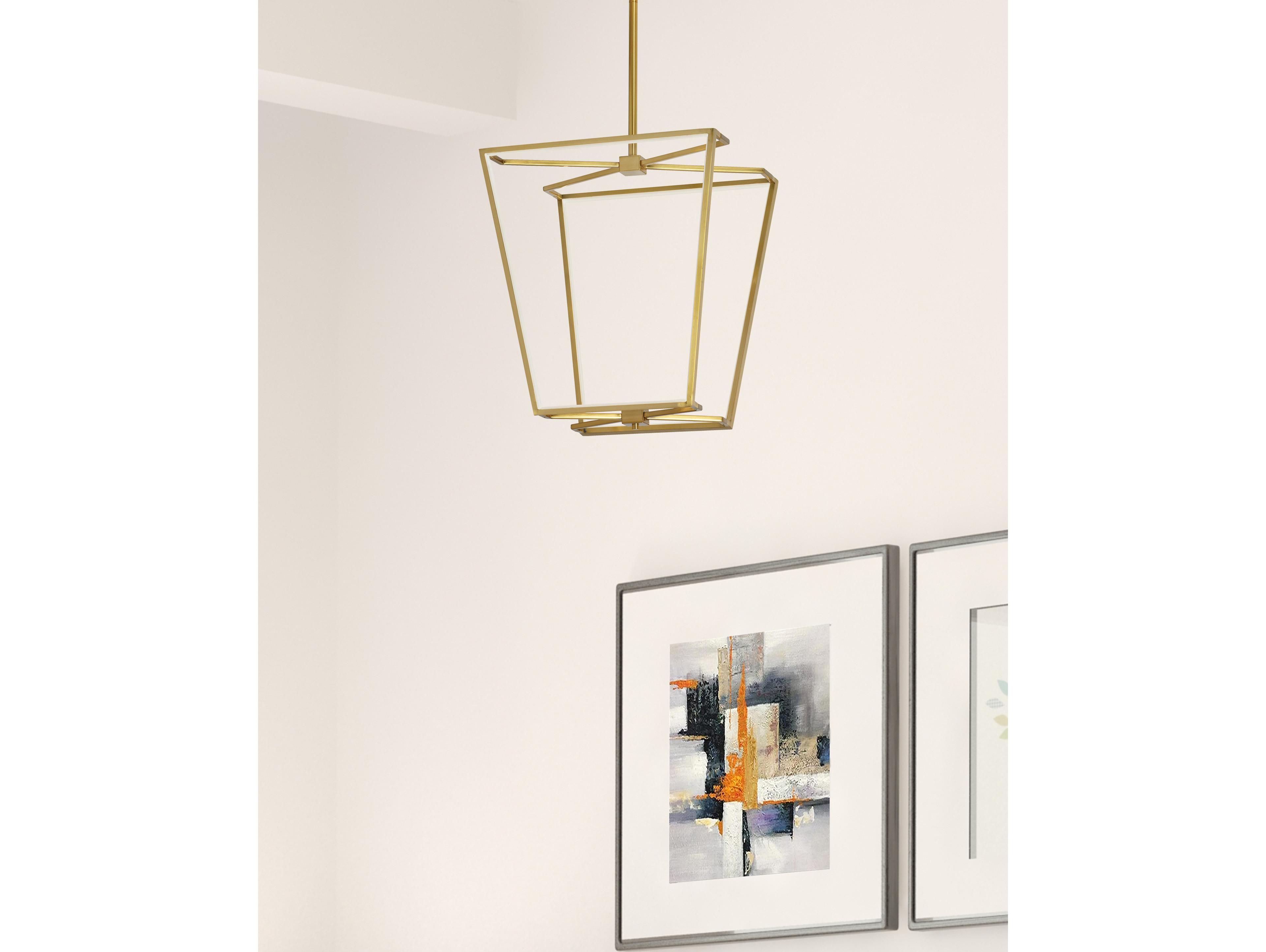 Dainolite Curant 1-Light Aged Brass White Geometric Chandelier