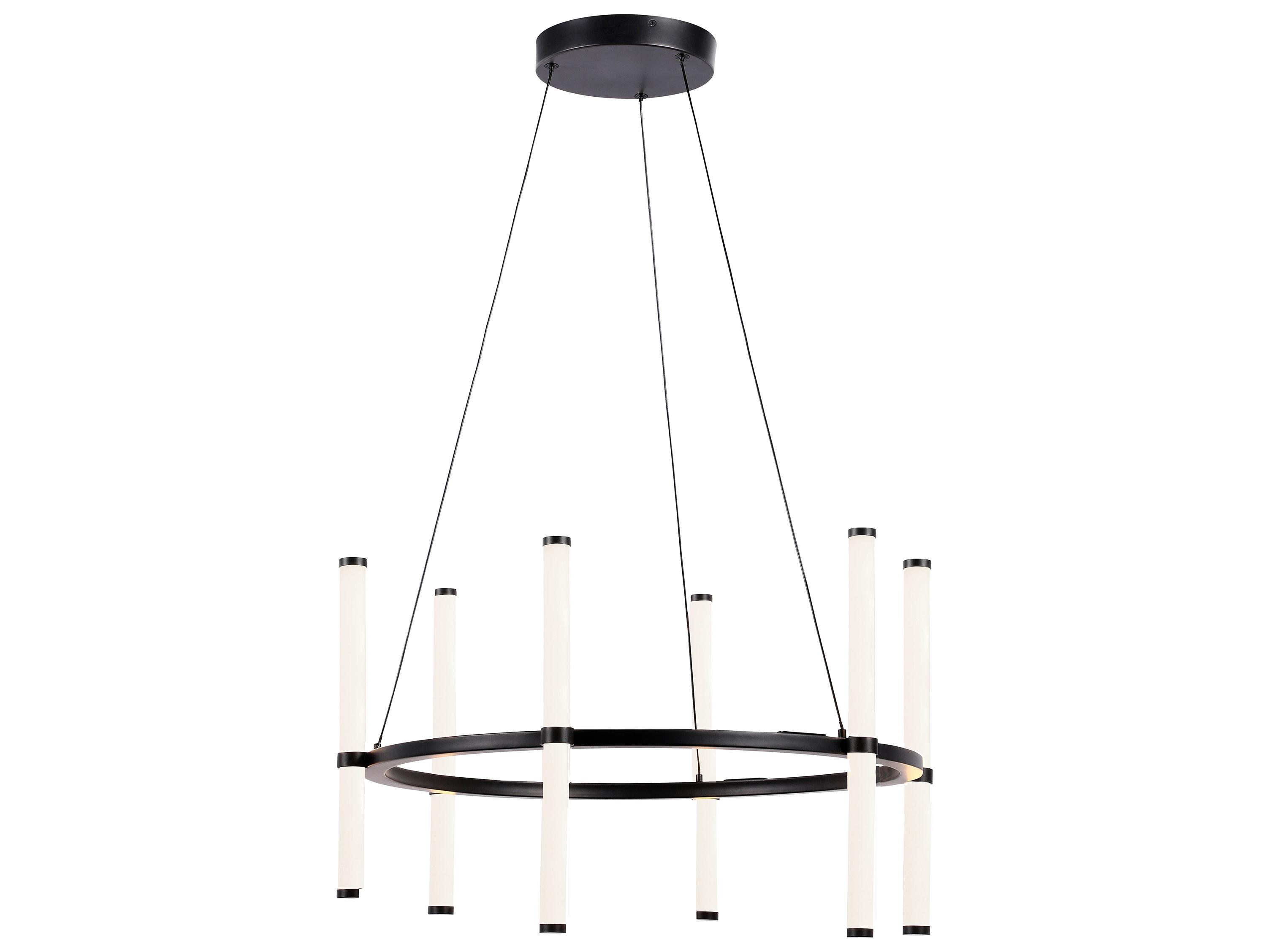 Dainolite Corvette 6-Light Matte Black Cylinder Linear Chandelier