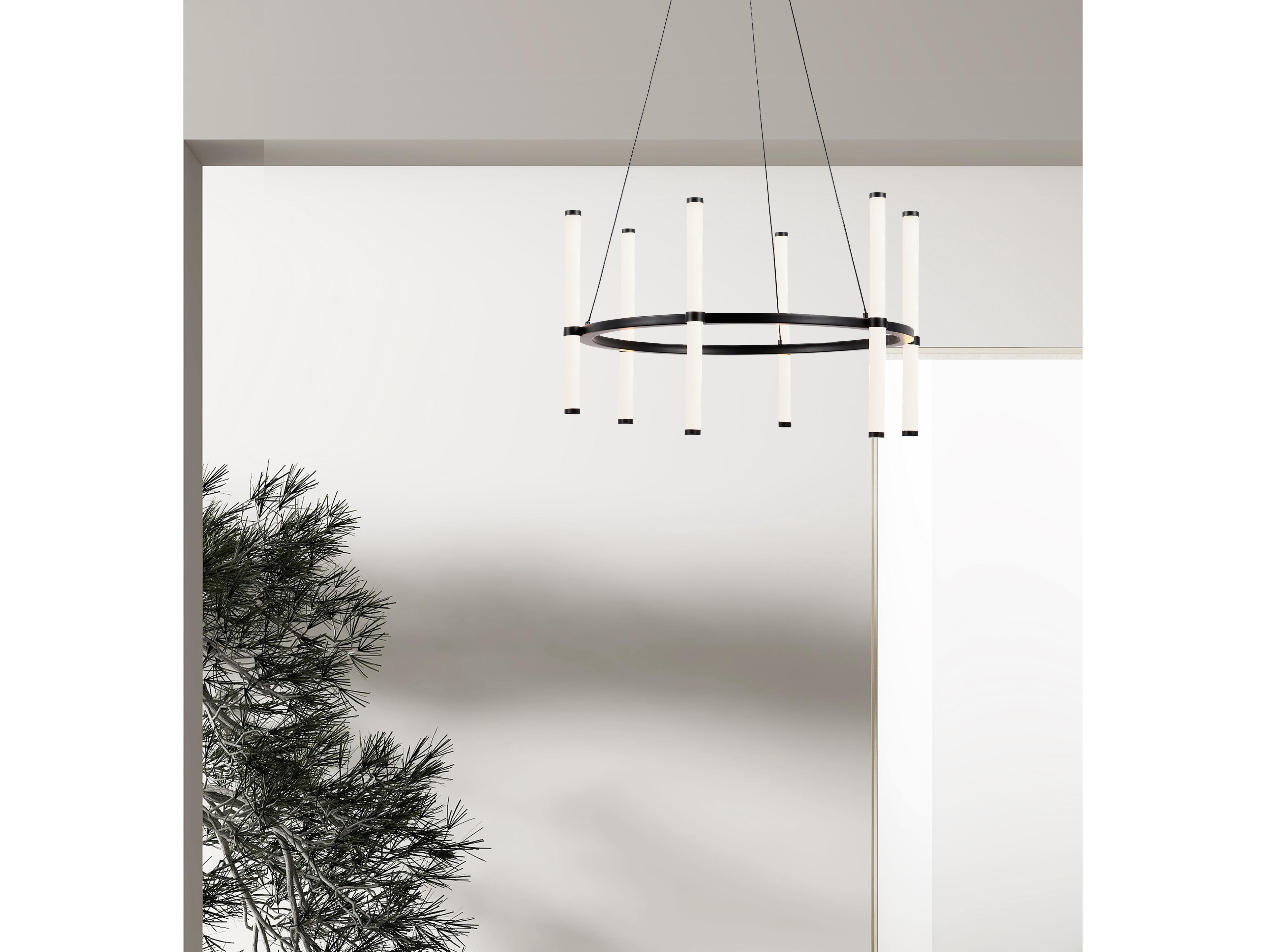 Dainolite Corvette 6-Light Matte Black Cylinder Linear Chandelier