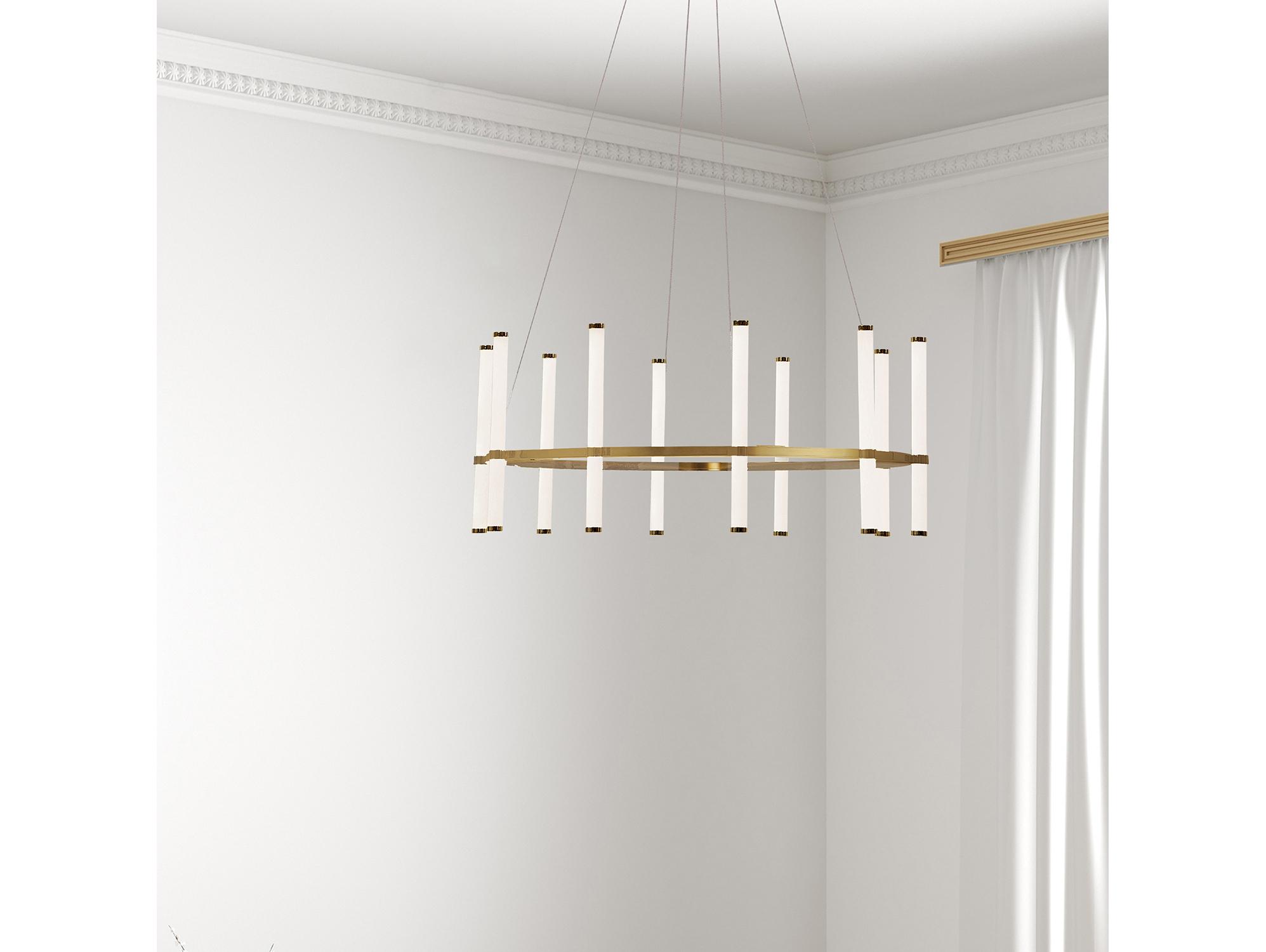 Dainolite Corvette 10-Light Aged Brass Cylinder Linear Chandelier