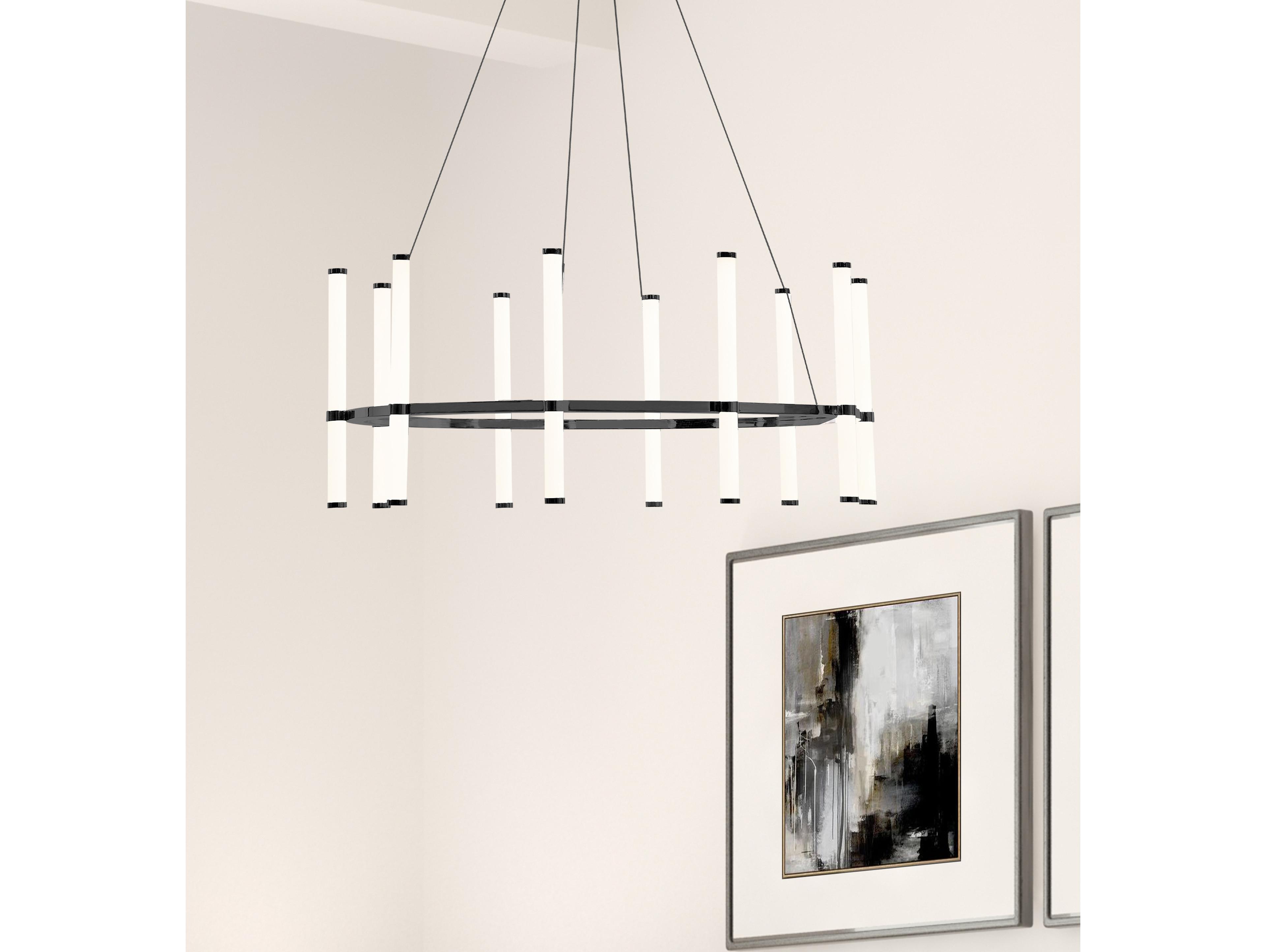 Dainolite Corvette 10-Light Matte Black Cylinder Linear Chandelier