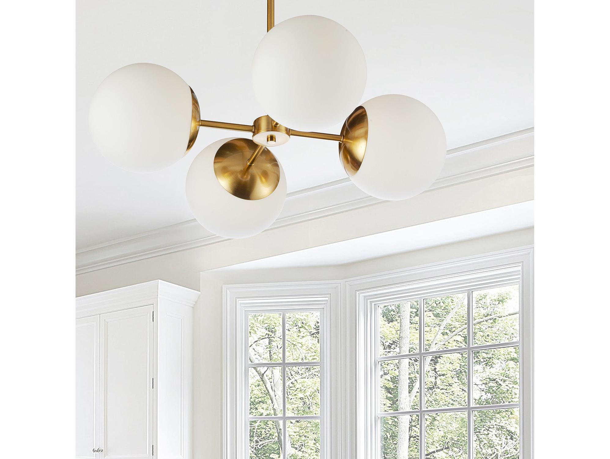 Dainolite Dayana 4-Light Aged Brass Globe Chandelier