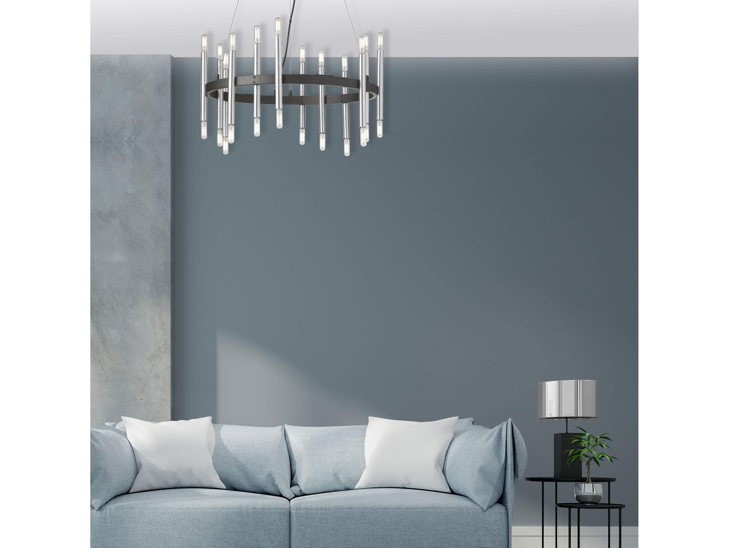 Dainolite Derry 24-Light Matte Black Polished Chrome Chandelier