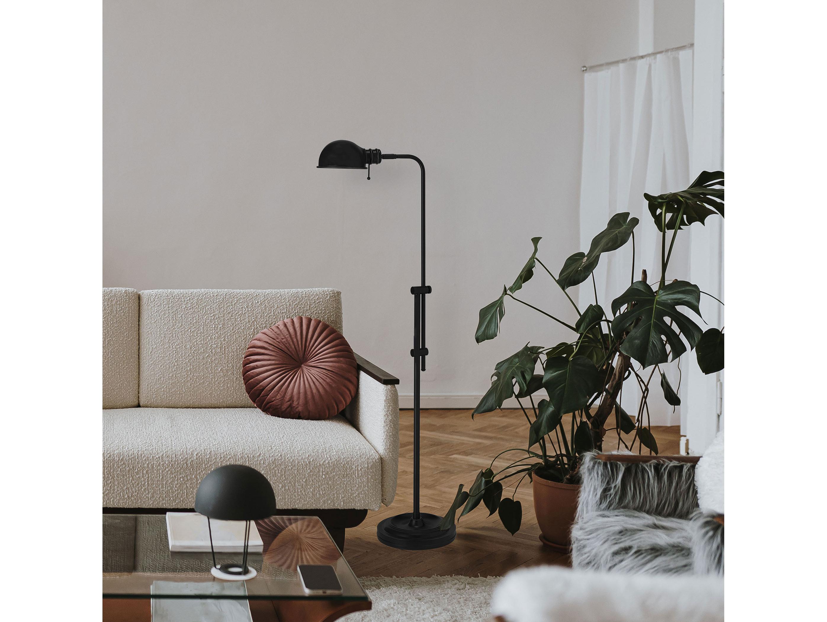 Dainolite Fedora Matte Black Floor Lamp