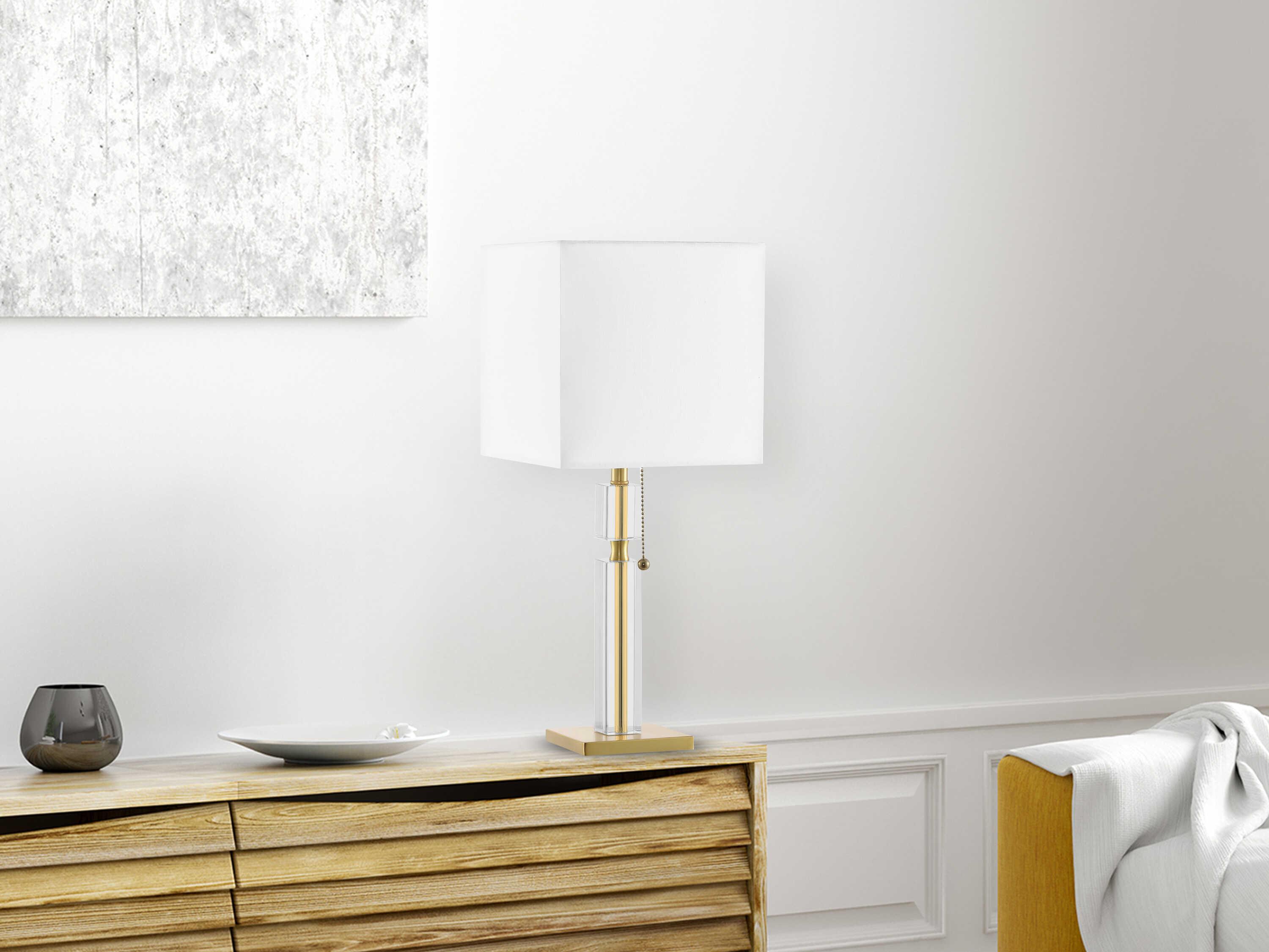 Dainolite Fernanda Aged Brass White Fabric Table Lamp