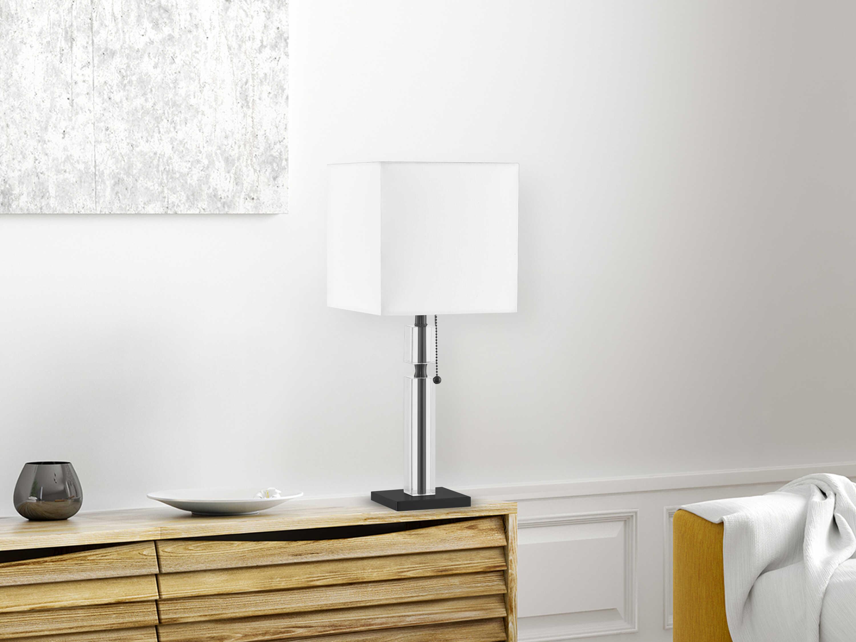 Dainolite Fernanda Matte Black White Fabric Table Lamp