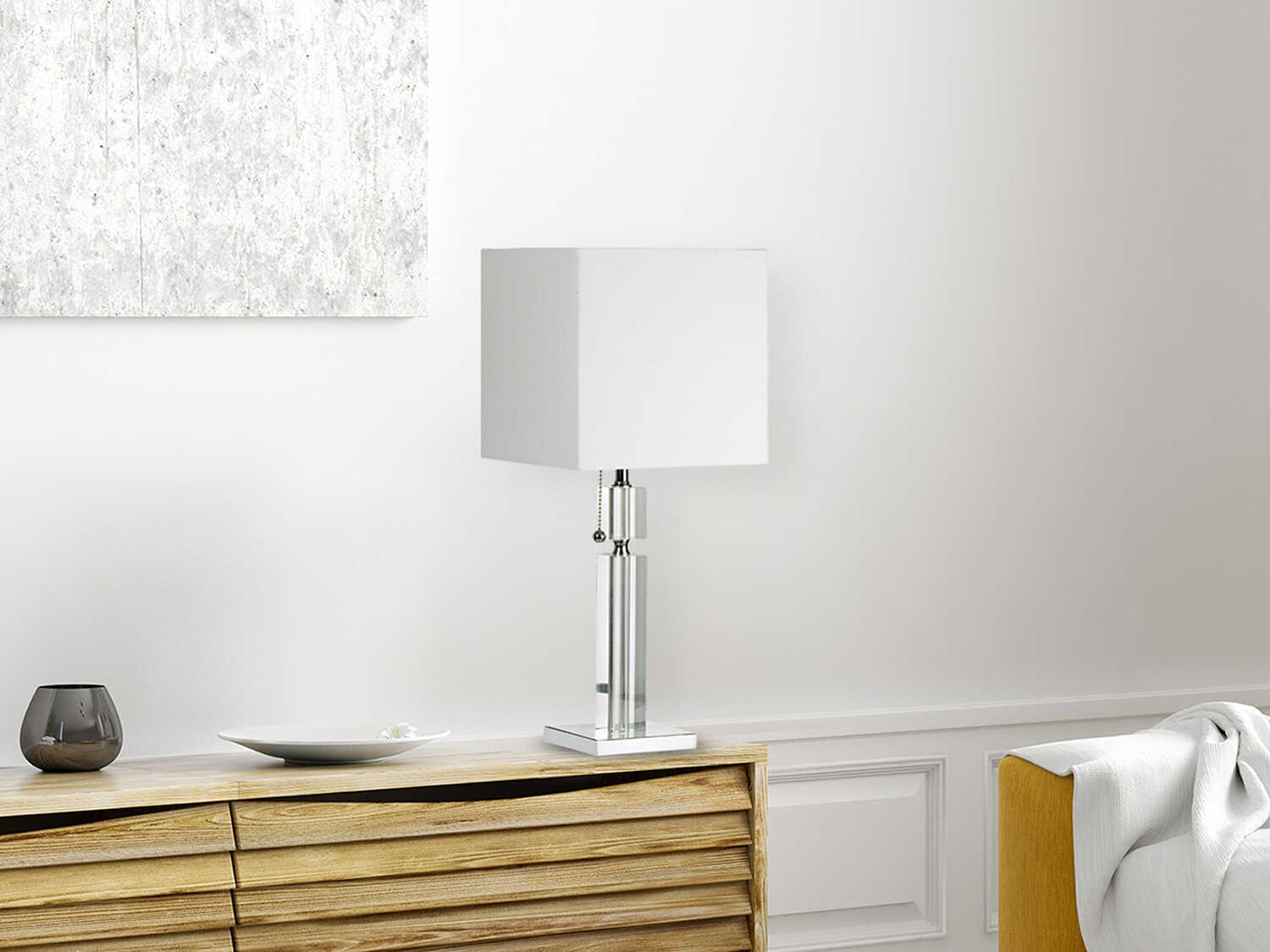 Dainolite Fernanda Polished Chrome White Fabric Table Lamp