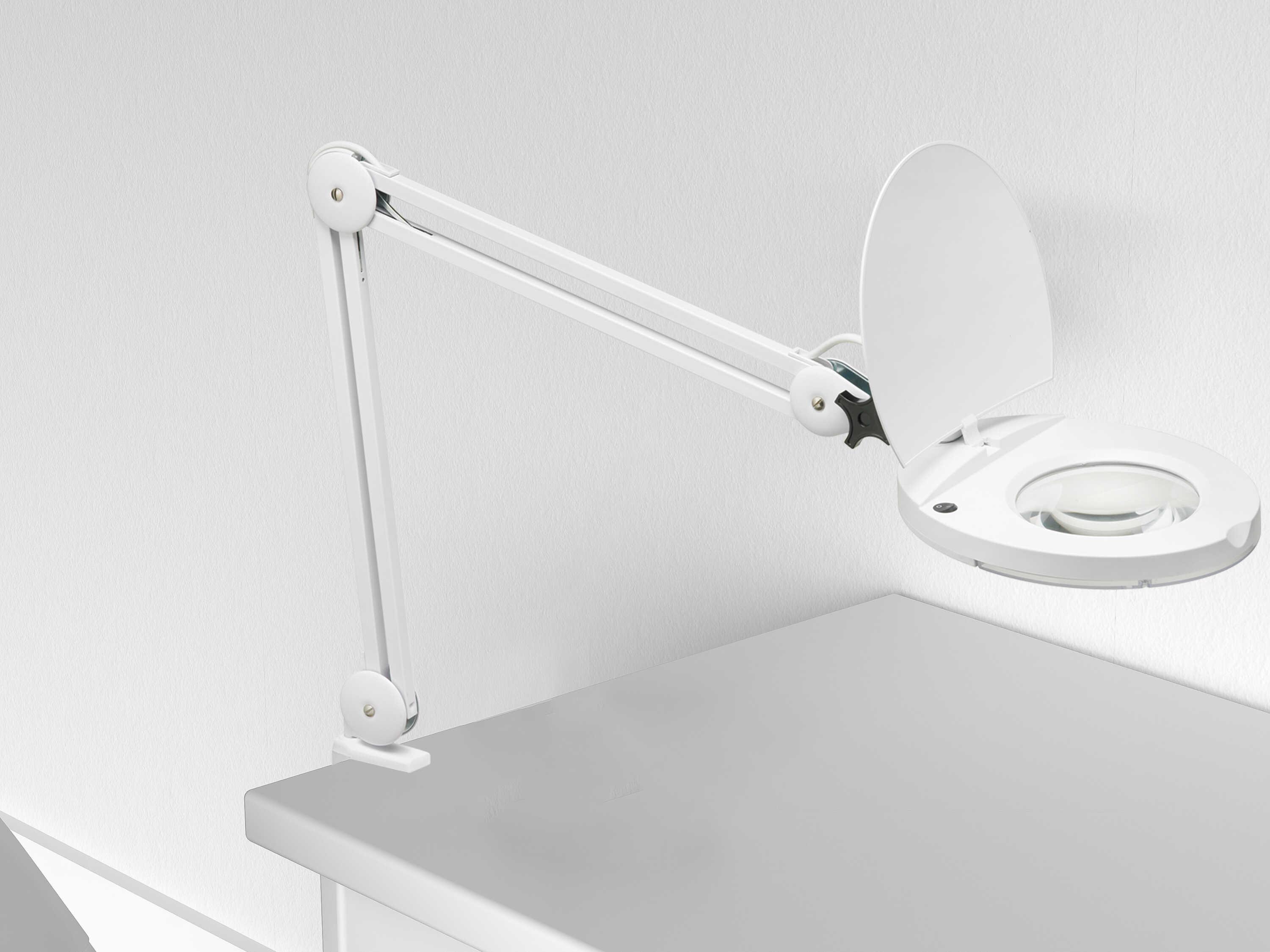 Dainolite Magnifier White Clear Glass Desk Lamp