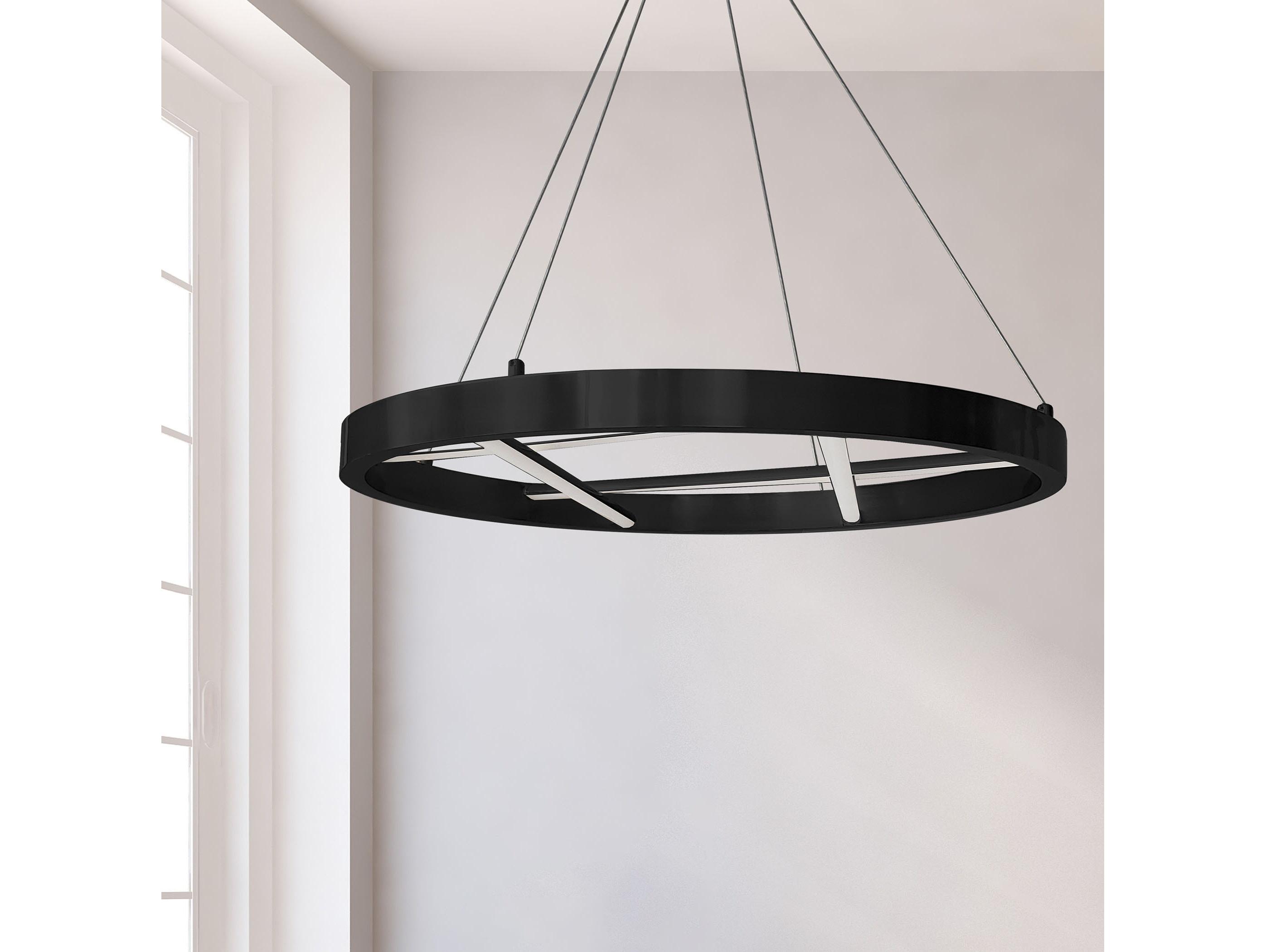 Dainolite Dante 1-Light Matte Black White Geometric Round Chandelier