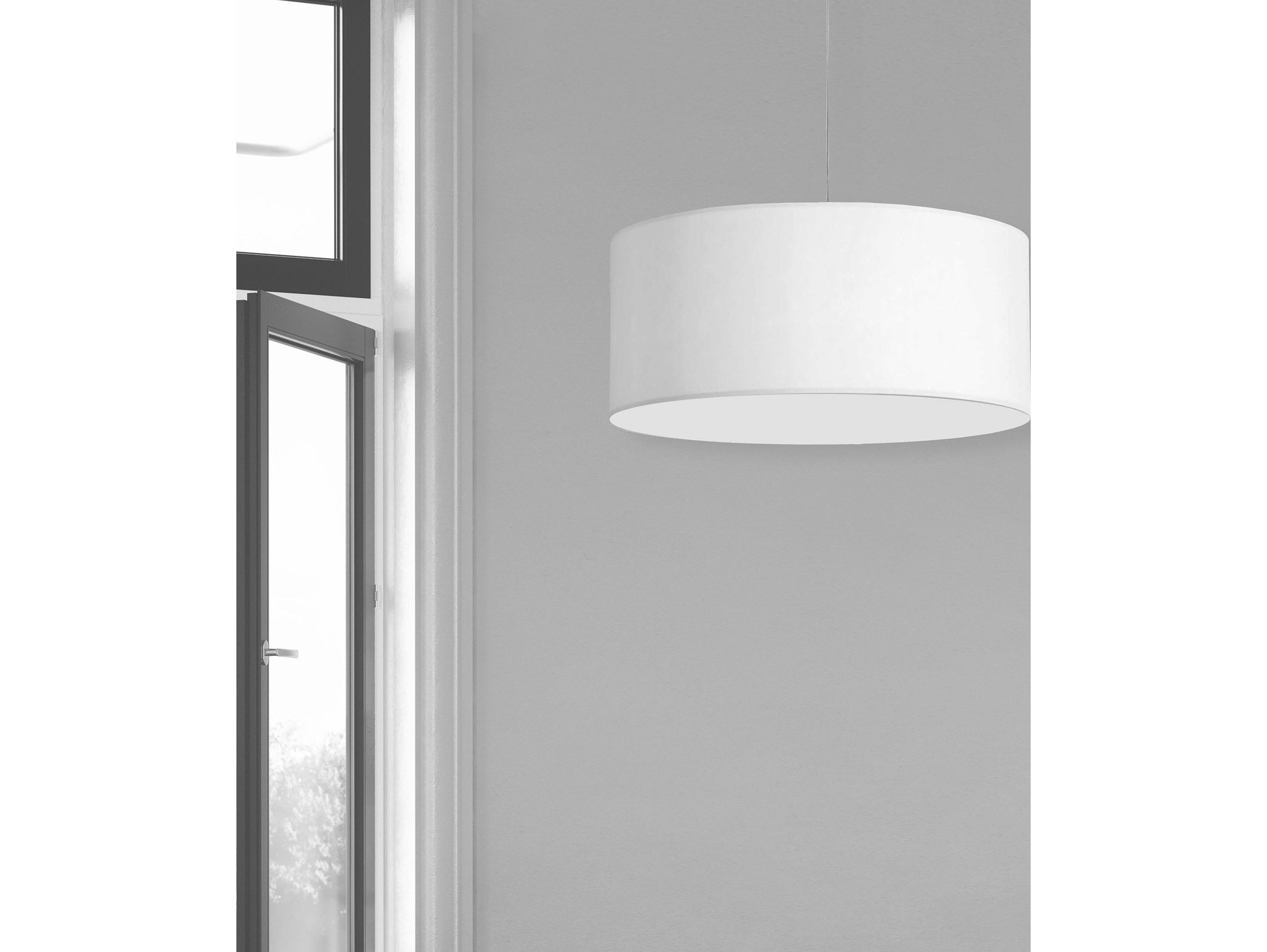 Dainolite Fabric Drum 1-Light Polished Chrome White Pendant